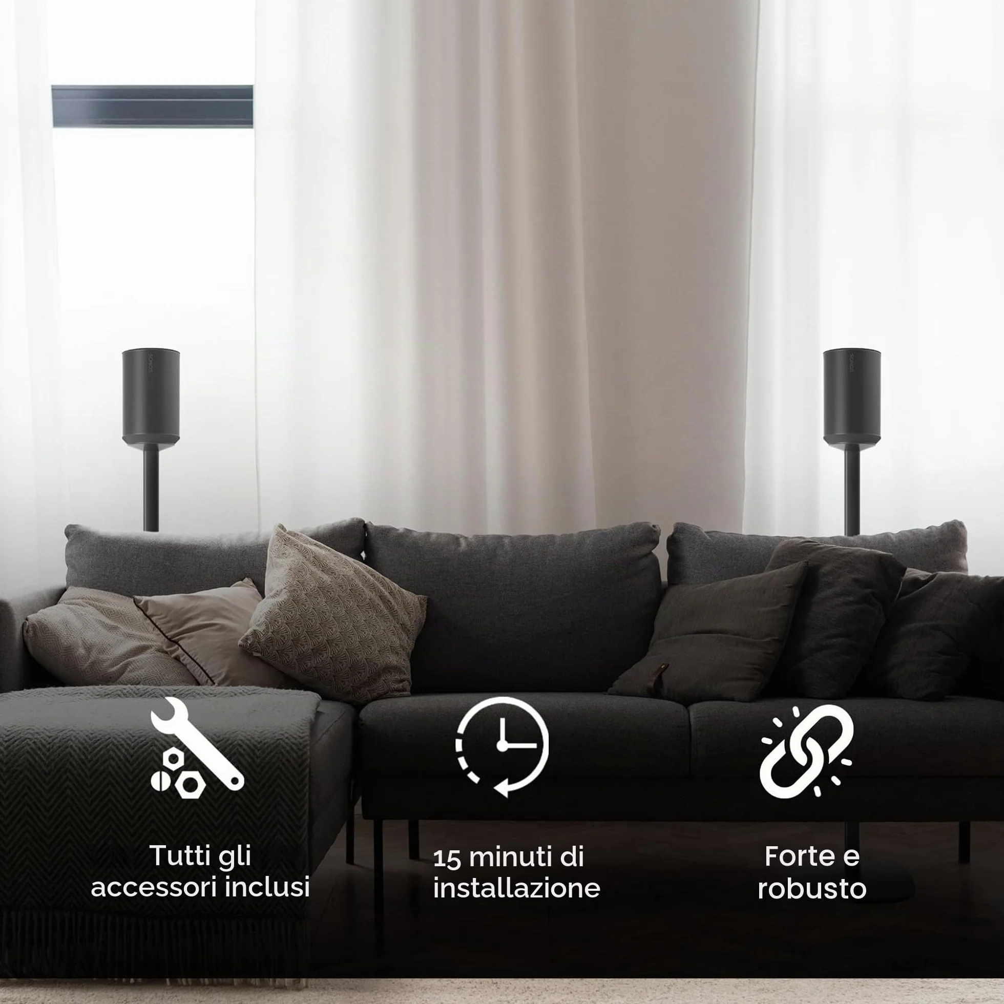 Supporto da Pavimento ERA 100, Doppia Confezione (2pcs), Compatibile con Sonos ERA100, ERA 100 SL, Sonos ONE, Play:1, Nero
