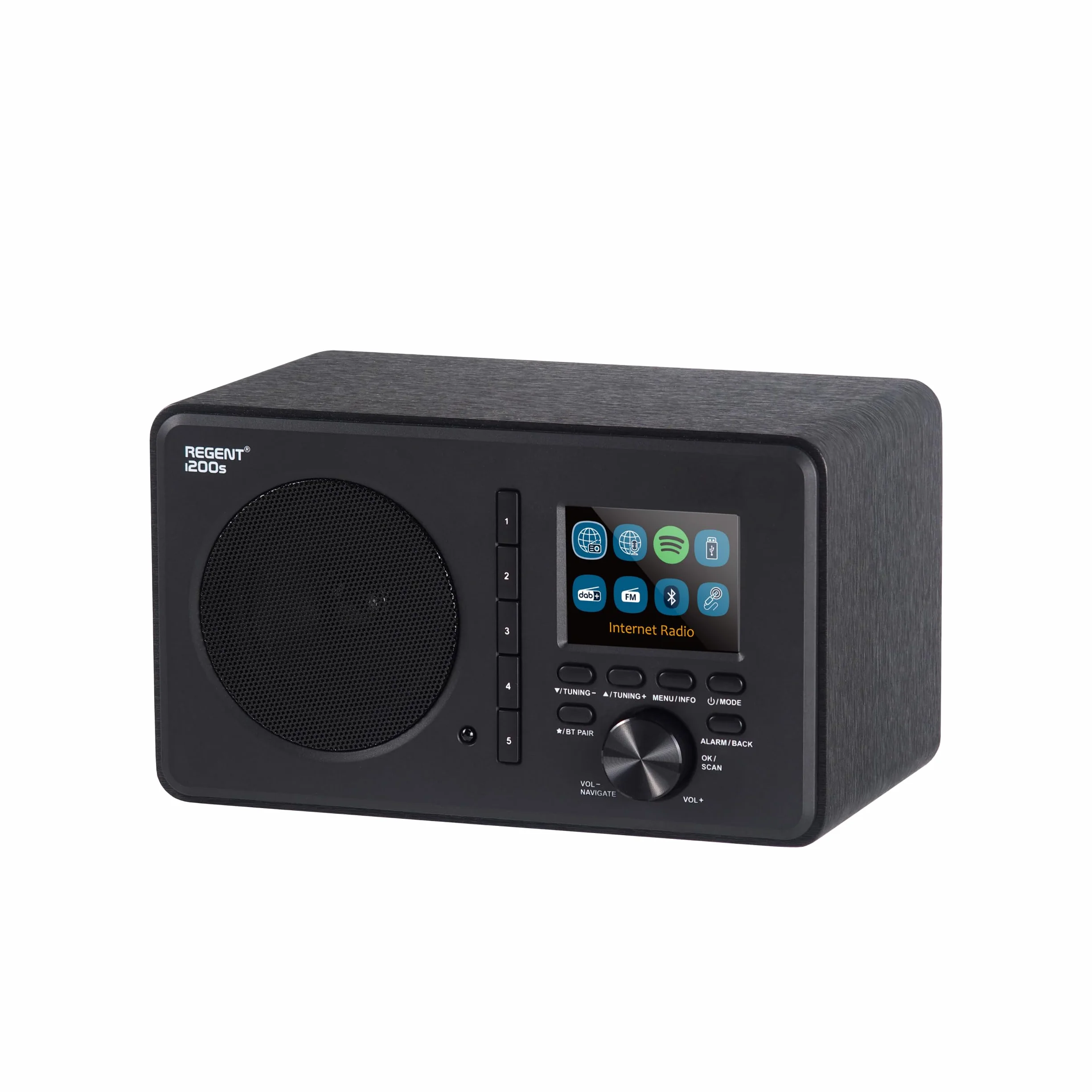 Ferguson Regent i200s Radio Internet WLAN Bluetooth FM DAB DAB+ UHF Spotify Connect Radiosveglia Equalizzatore Display a colori USB AUX-IN Sleep Timer Controllo App Telecomando