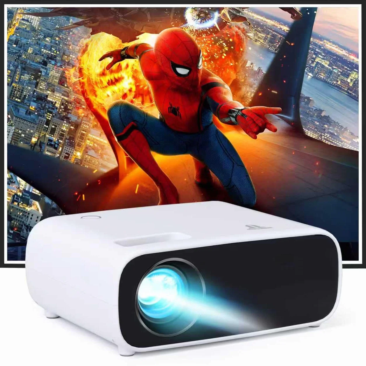 Mini proiettore HD 1080P supportato, proiettore video Home Theater compatibile con TV/HDMI/USB/AV/Laptop/iPhone/Android