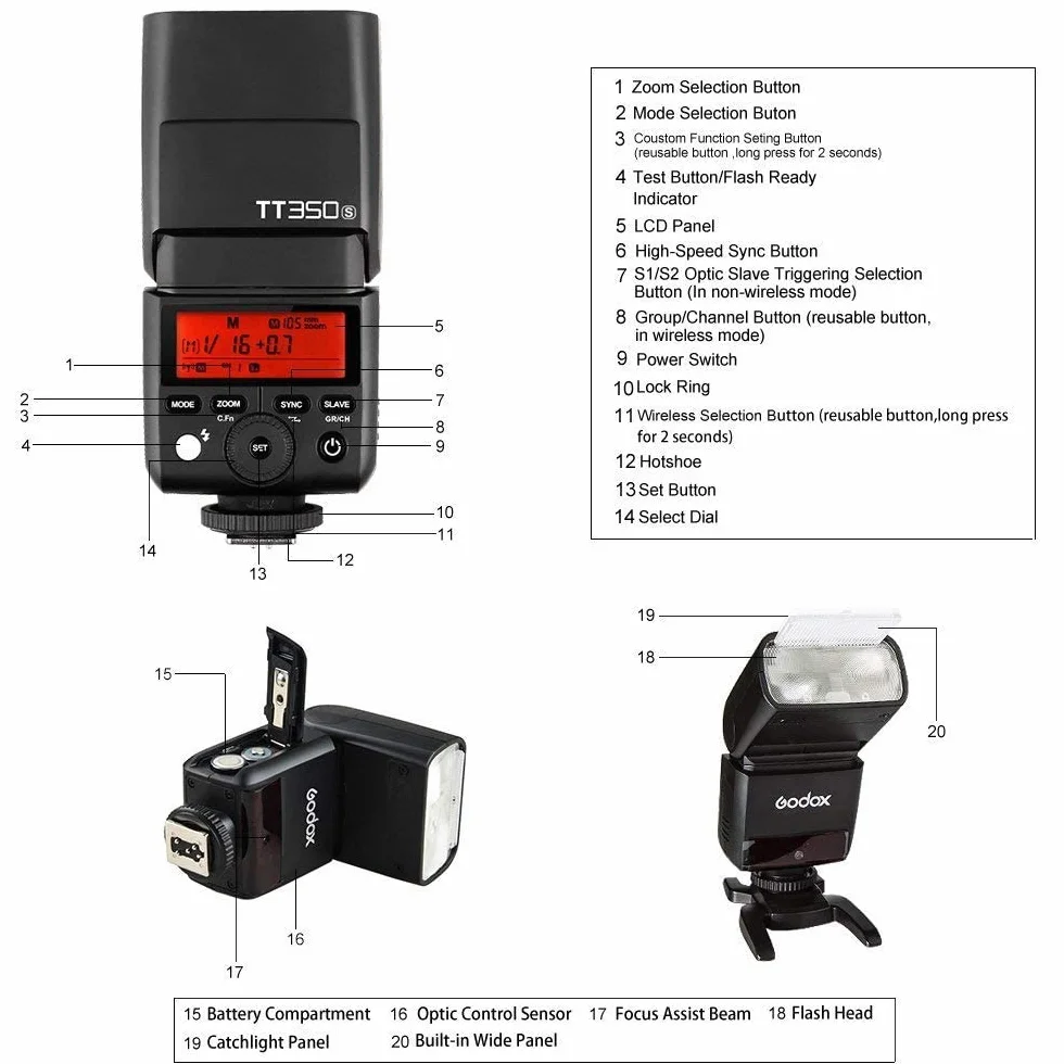 Godox TT350S Thinklite TTL 2,4G HSS Flash Speedlite for Sony A7R A7S A7RII A6300 A6000