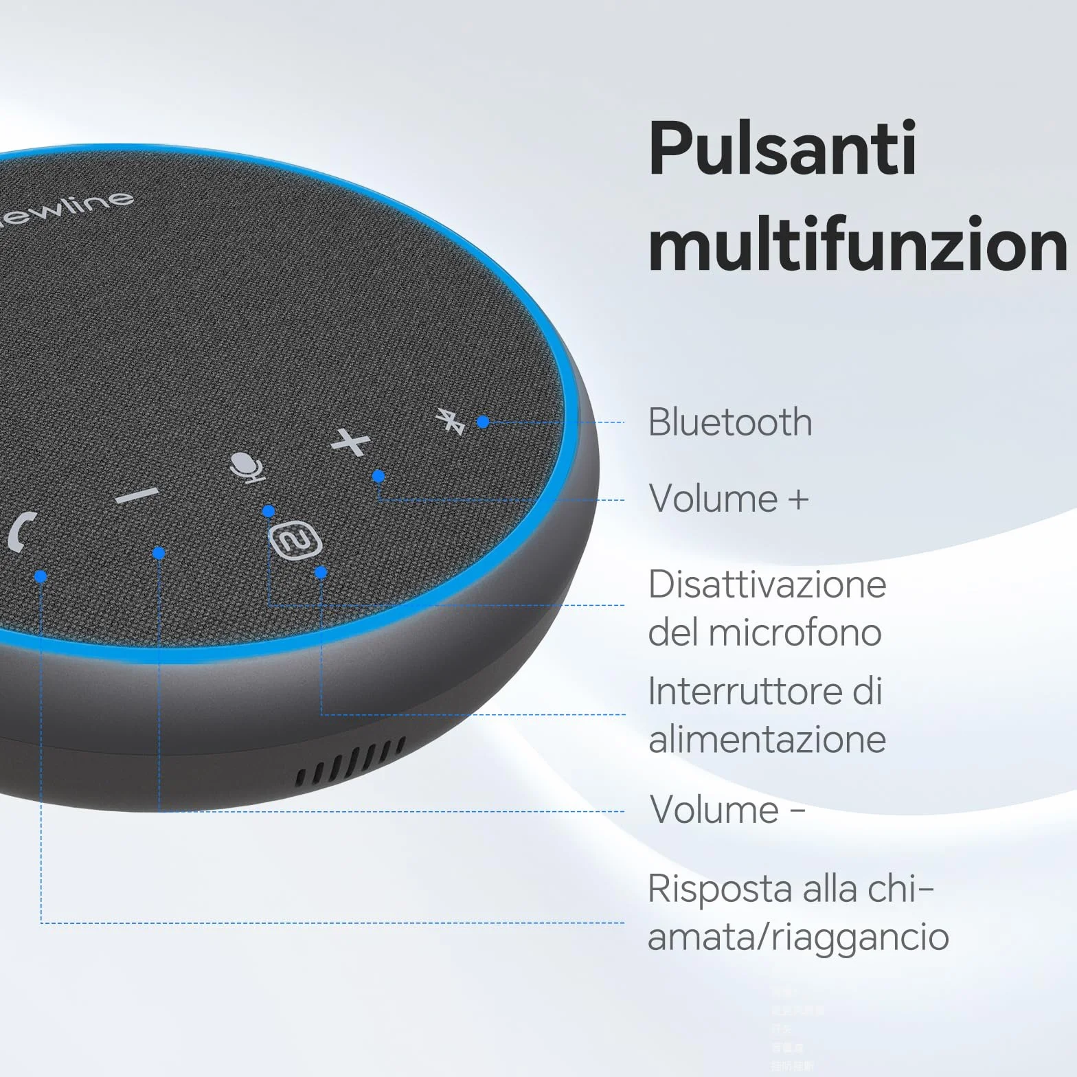 Altoparlante per Conferenze Microfono Bluetooth USB per Pc, cancellazione del rumore, ripresa vocale a 360°43 ore di standby, compatibile con Zoom, Teams, Skype, Home Office
