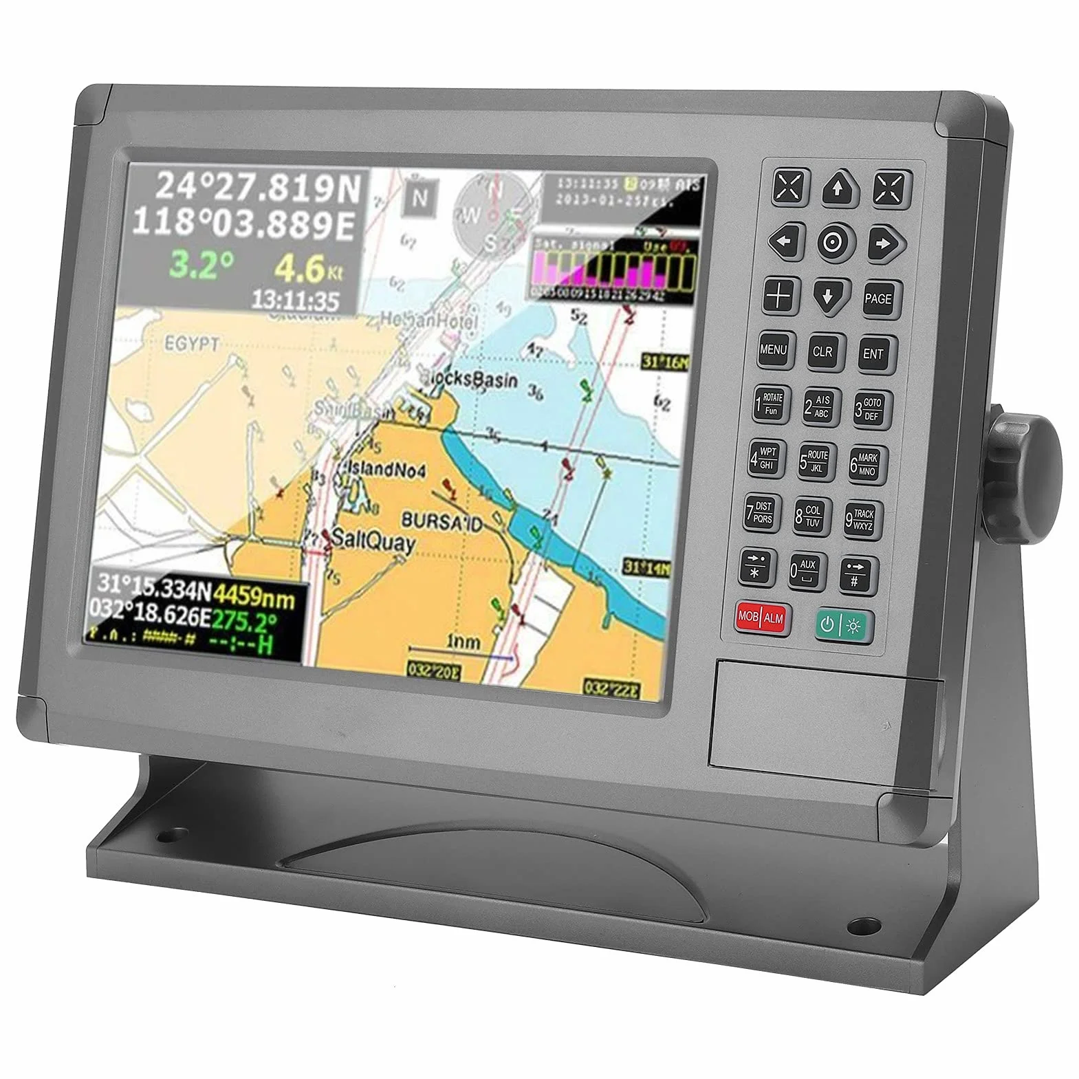 Navigatore marino con display LCD a colori da 10,4 pollici, Plotter cartografico marino impermeabile, Navigatore GPS con mappa, allarme trasmissione vocale, mappe globali, 200 percorsi 10.000 waypoint