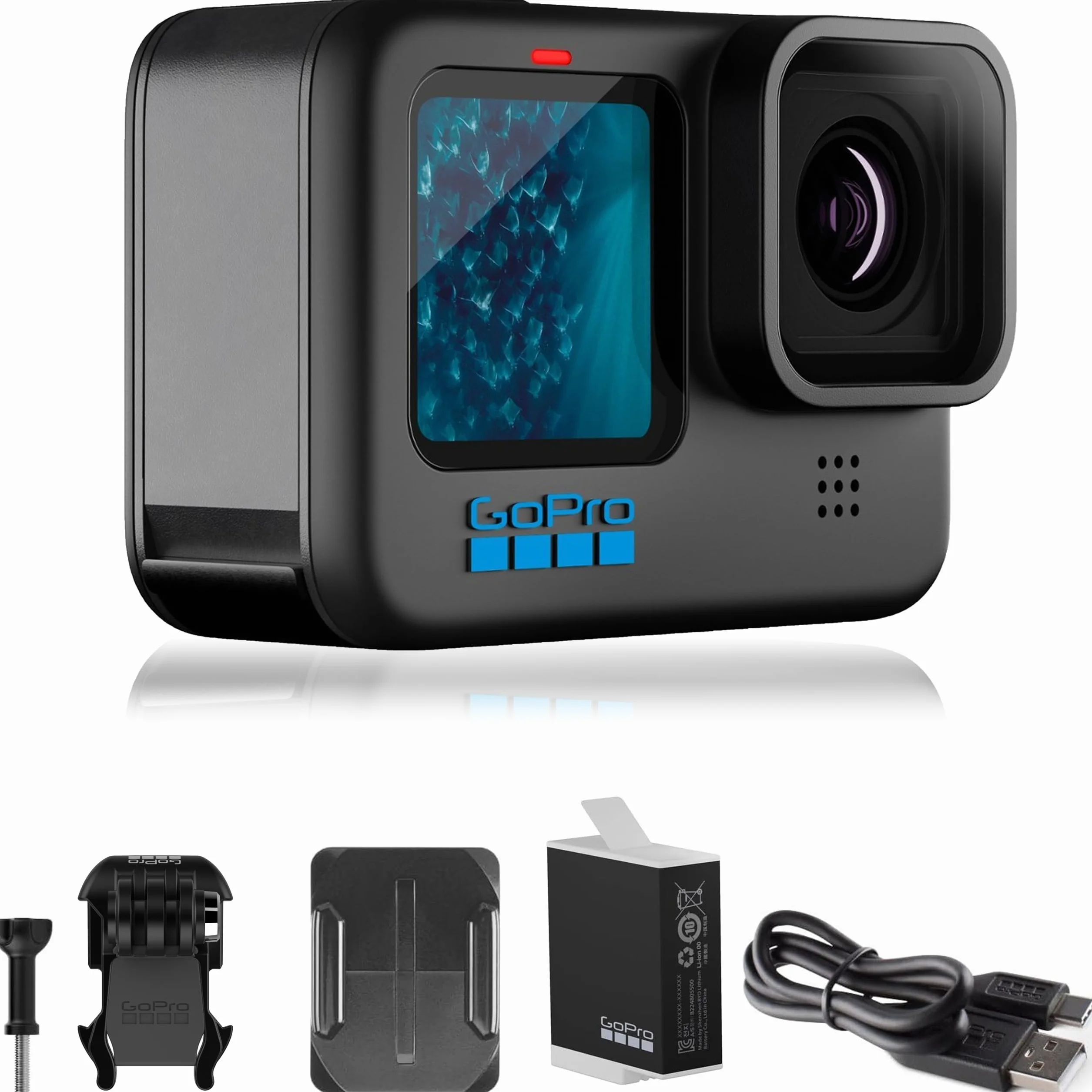 GoPro HERO11 Nero - Confezione per e-commerce - Fotocamera d'azione impermeabile con video Ultra HD 5.3K60, foto da 27 MP, sensore d'immagine da 1/1.9 pollici, trasmissione live, webcam,
