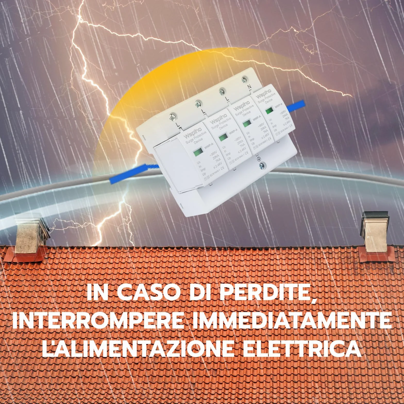 Scaricatore di sovratensioni Tipo 1+Tipo 2 4 poli 385 V 20-40 KA