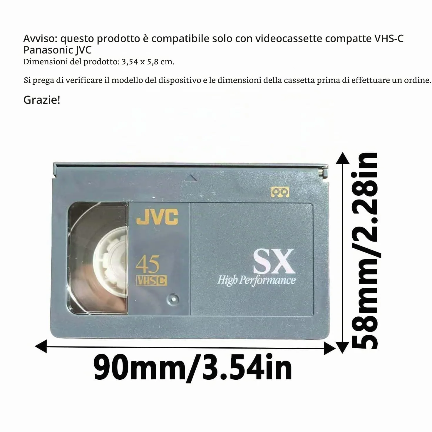 Adattatore per Cassette VHS-C Compatibile con videocamere VHS-C SVHS JVC RCA Panasonic convertitore di Cassette VHS motorizzato (Non Compatibile con 8mm / MiniDV / Hi8)