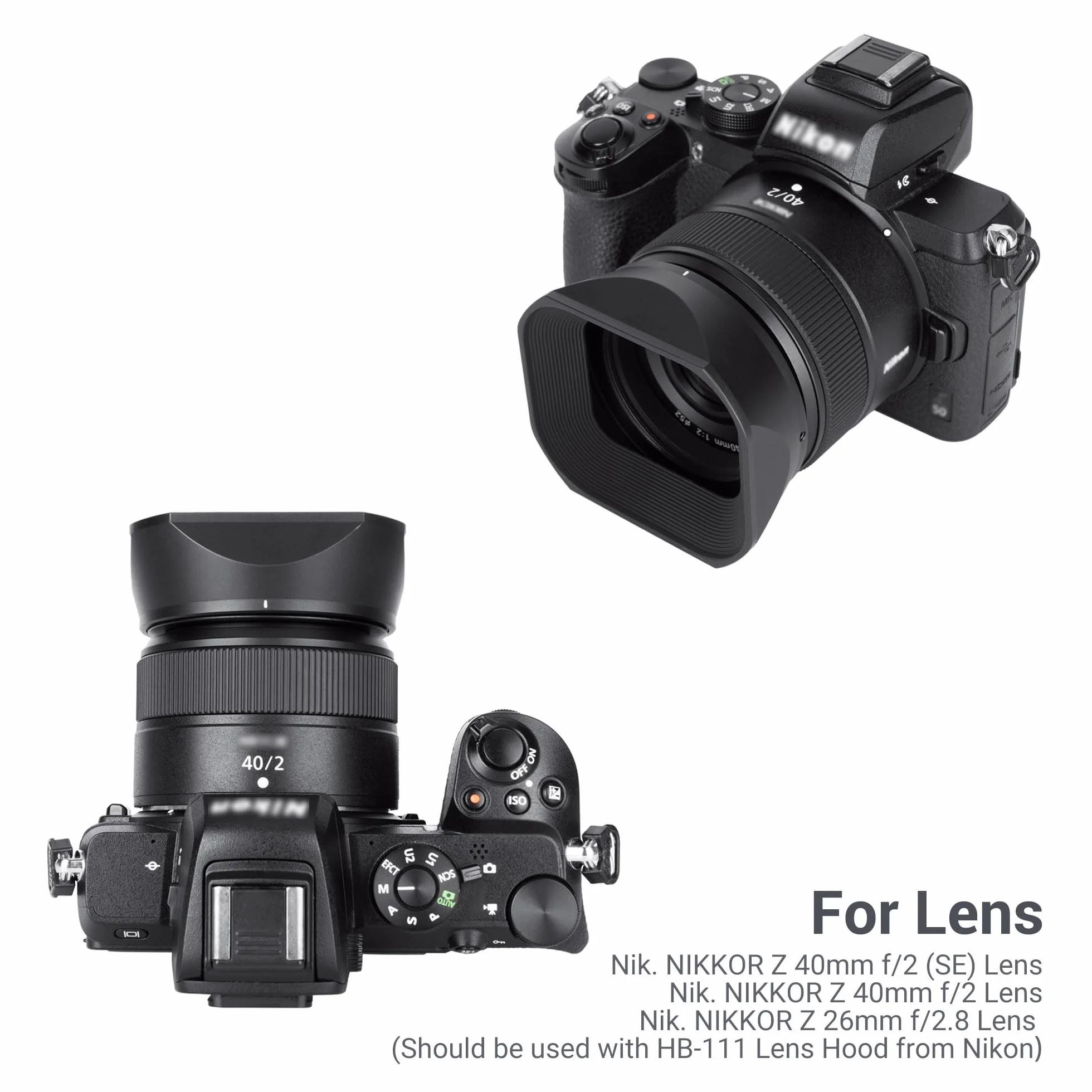 JJC Paraluce quadrato con cappuccio per Nikon NIKKOR Z 40mm f/2 (SE) Lens & NIKKOR Z 40mm f/2 Lens & NIKKOR Z 26mm f/2.8 Obiettivo DSLR Fotografia