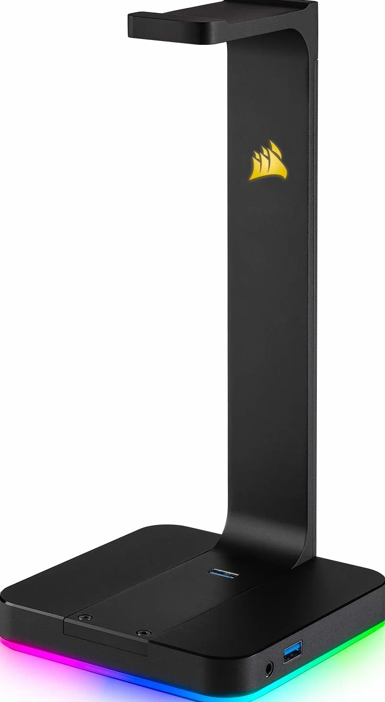 Corsair ST100 RGB Porta Cuffie Premium con Scheda Audio 7.1 Surround Integrata, Nero