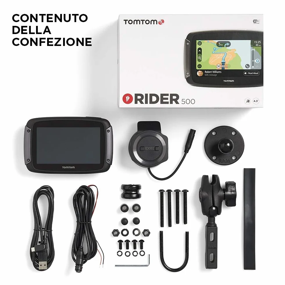 TomTom Navigatore Satellitare per Moto Rider 500 (Mappe Europa 49 Paesi, Percorsi Tortuosi e Collinari per Moto, Aggiornamenti Tramite Wi-Fi, Avvisi Traffico e Autovelox)