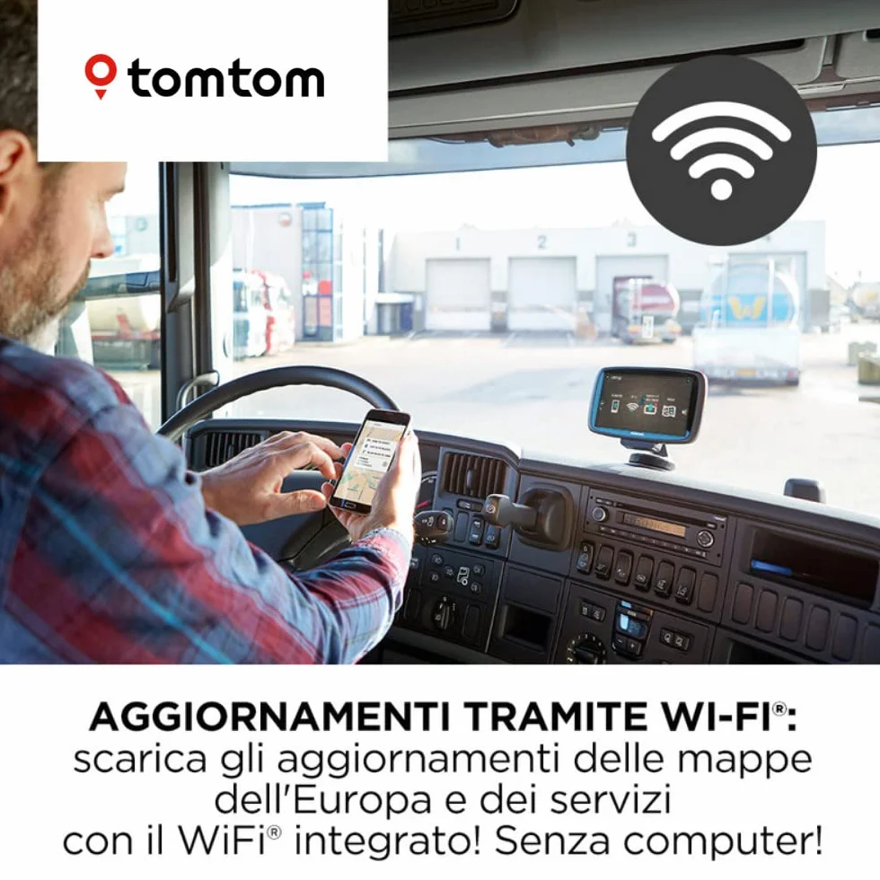 TomTom Navigatore per Camion, Autobus, Furgone GO Professional 620 (6 pollici, Limitazioni di Altezza e Peso, Info Traffico e Autovelox in Tempo Reale, Aggiornamenti WiFi, Mappe Europa)