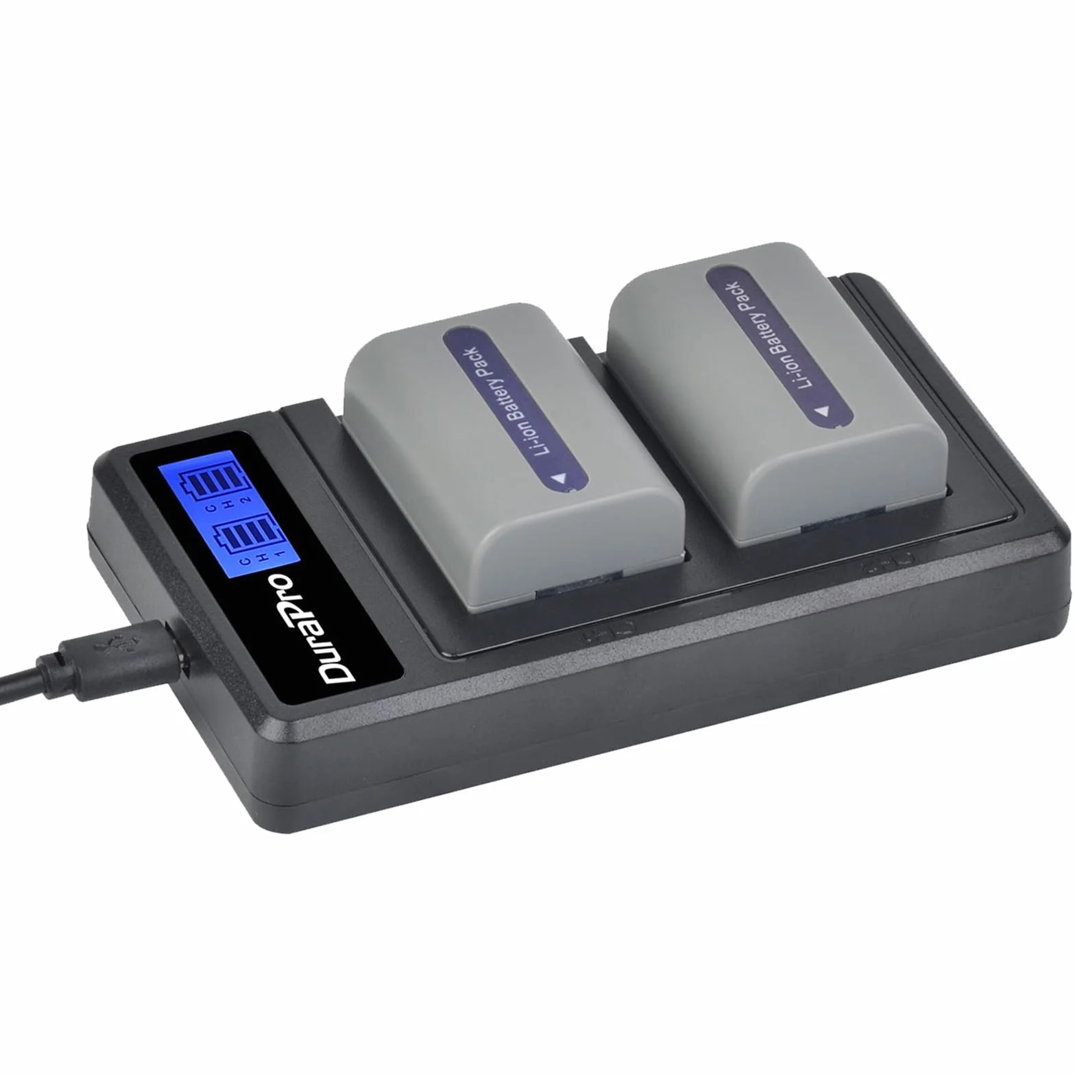 DuraPro 2 batterie NP-FP50 + caricatore LCD Dual USB per Sony NP-FP50 NP-FP30 DCR-DVD203E, DCR-DVD205, DCR-DVD205E, DCR-DVD304E, DCR-DVD305, DCR-DVD305E, DCR-DVD403, DCR-HC96 DCR-SR30 DCR-SR40