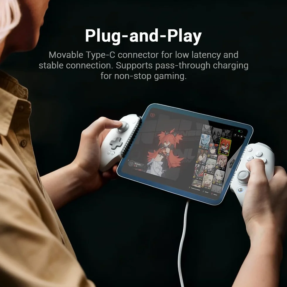 GameSir Controller G8 Plus Mfi per iPhone 15/16/17/iPad Mini e Android, gamepad per iPad con stick/trigger Hall Effect, due pulsanti posteriori, per giocare a Genshin Impact, PUBG Mobile, Minecraft