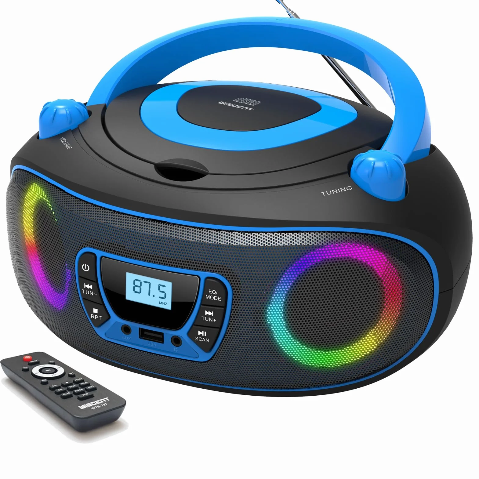 Lettore CD Radio portatile per bambini Boombox, con Bluetooth | Radio FM | USB | MP3 | Compatibile con CD-R/CD-RW, lettore CD radio