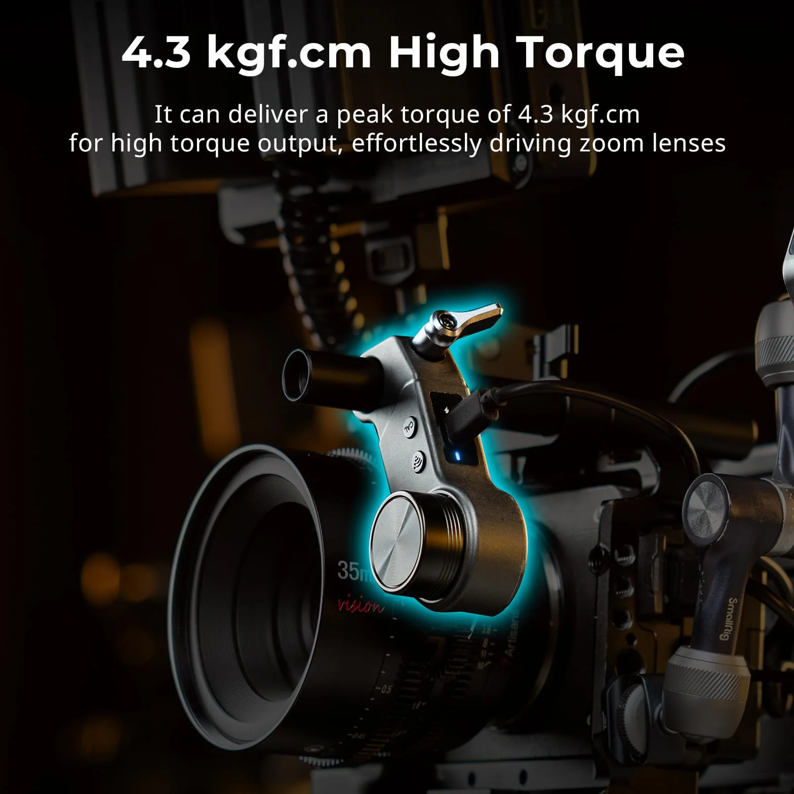 SMALLRIG Wireless Receiver Motor (Lite), Coppia di Picco di 4,3 kgf.cm, Supporta la Ricarica Rapida PD e QC, Bassa Latenza e Controllo Preciso, Design Compatto, per Obiettivi DSLR e Cine - 4297