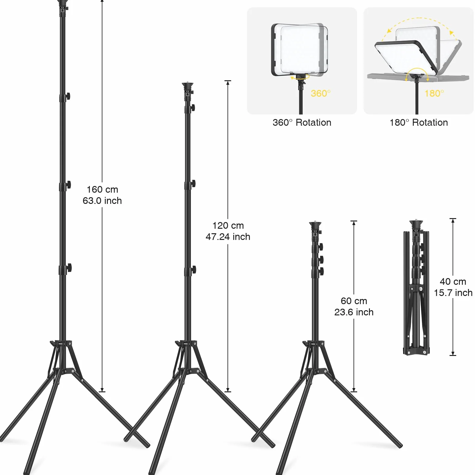 Luce Video Fotografica a Pannello Led Per 63" con Supporto per Treppiede, Obeamiu 20W Luci per Fotografia 2500-8500K Luce Illuminazione per Foto Video Trucco Youtube Tiktok Autoritratto Streaming Live
