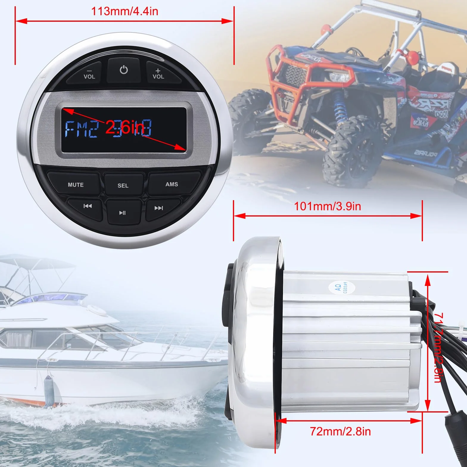 Geloo Marine Radio Stereo Lettore MP3, Barca Marina FM/Am Radio Ricevitore Impermeabile per Marine Yacht, Stereo Barche Camper LKW SUV