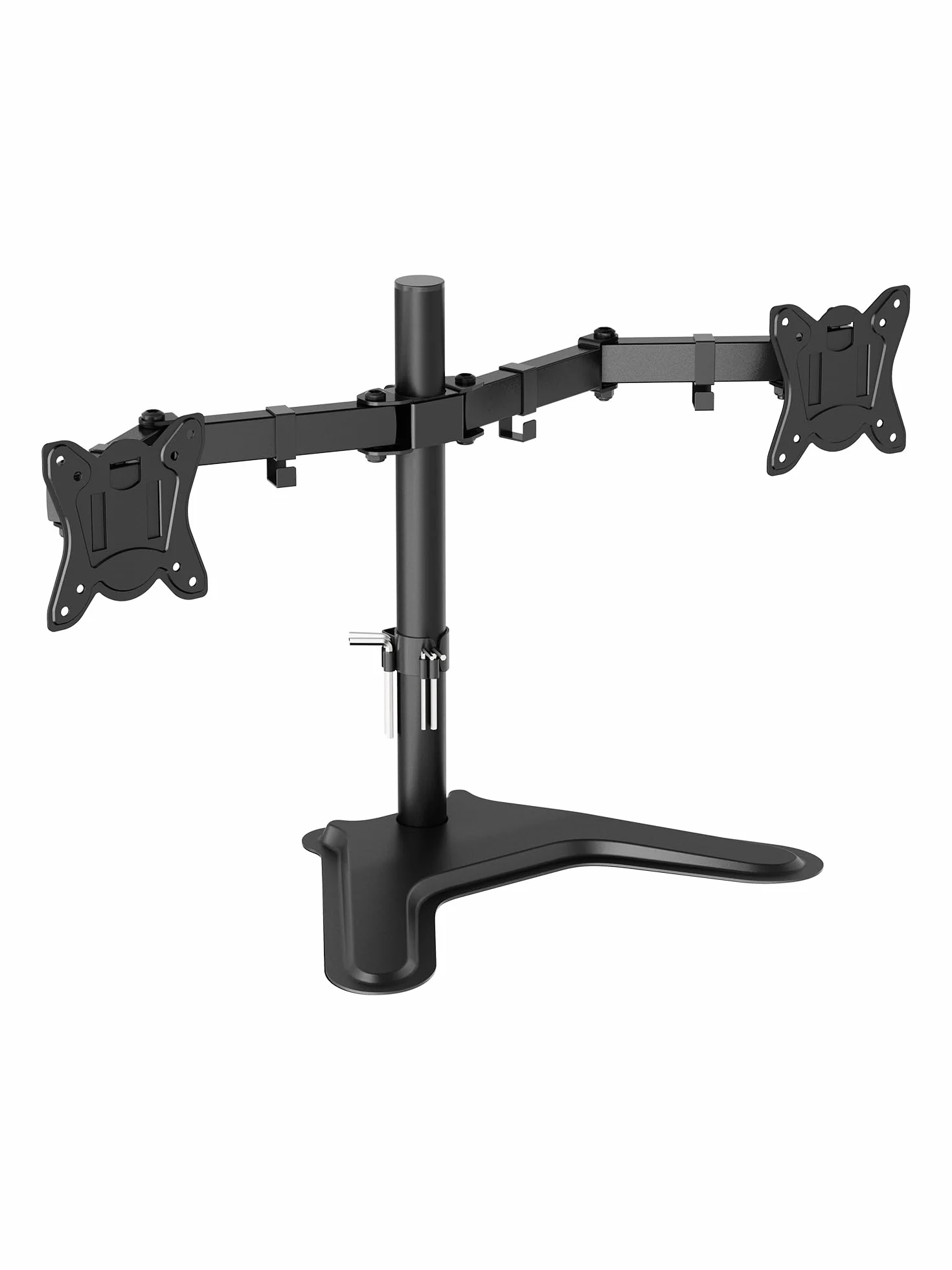 GRIFEMA Braccio Monitor Doppio per Schermi 13-32'', Supporto Doppio Monitor Altezza Regolabile, Base Allargata, Inclinazione, Girevole, Rotazione, Gestione dei Cavi, Fino a 10 kg, VESA 75/100mm