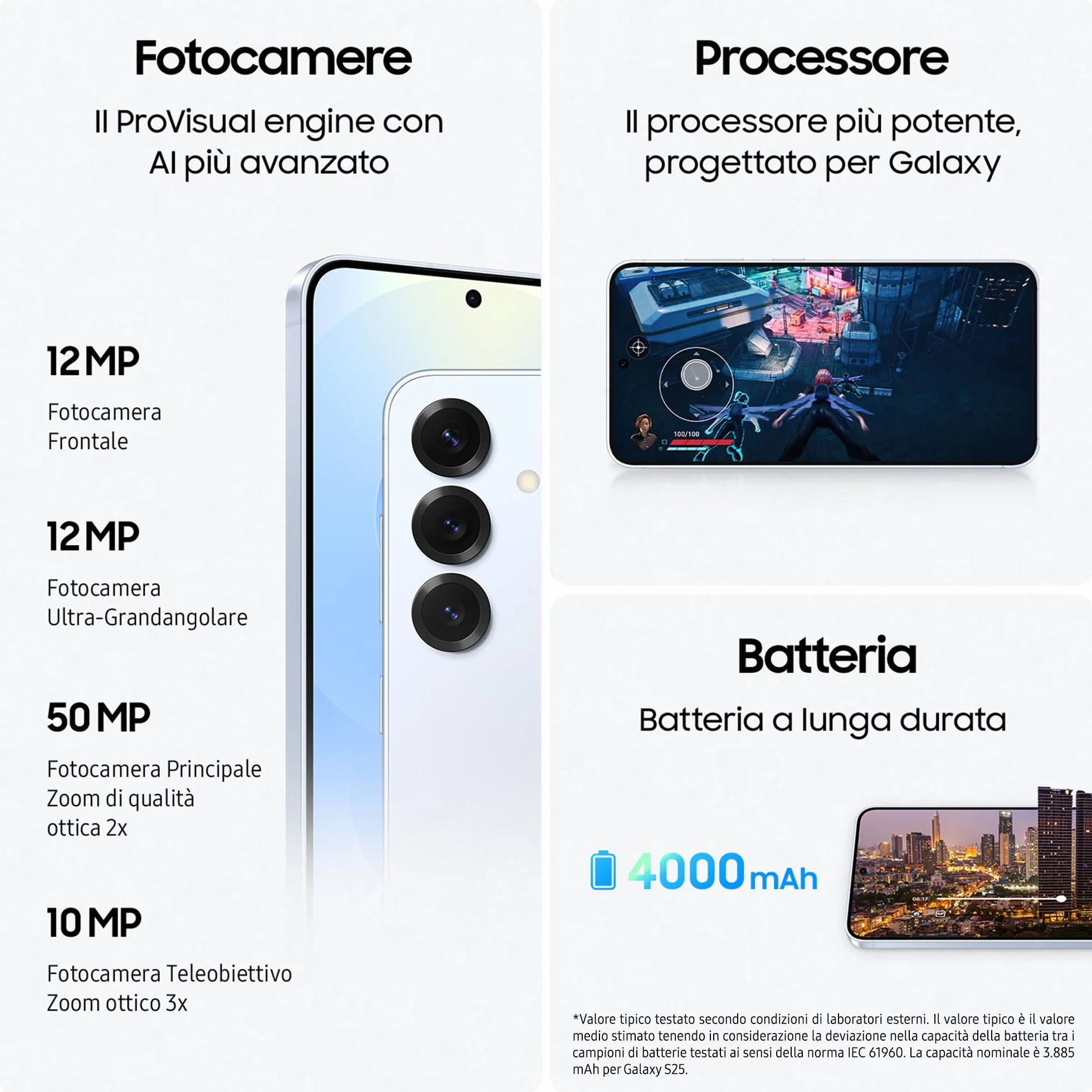 Samsung Galaxy S25 Smartphone AI, 3 anni di Garanzia del produttore, Display 6.2'' FHD+ Dynamic AMOLED 2X, Fotocamera 50MP, RAM 12GB, 256GB, 4.000 mAh, Blueblack [Versione italiana]