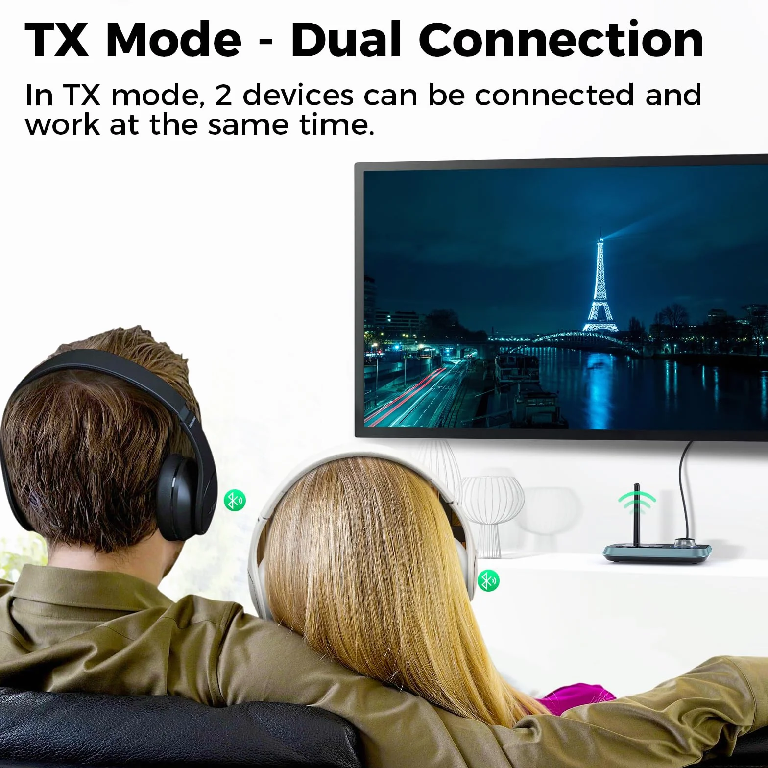SOOMFON Bluetooth 5.0 Audio Adapter Transmitter Receiver with Aux/Optical/RCA, 3.5mm Jack, Optical, LCD Display