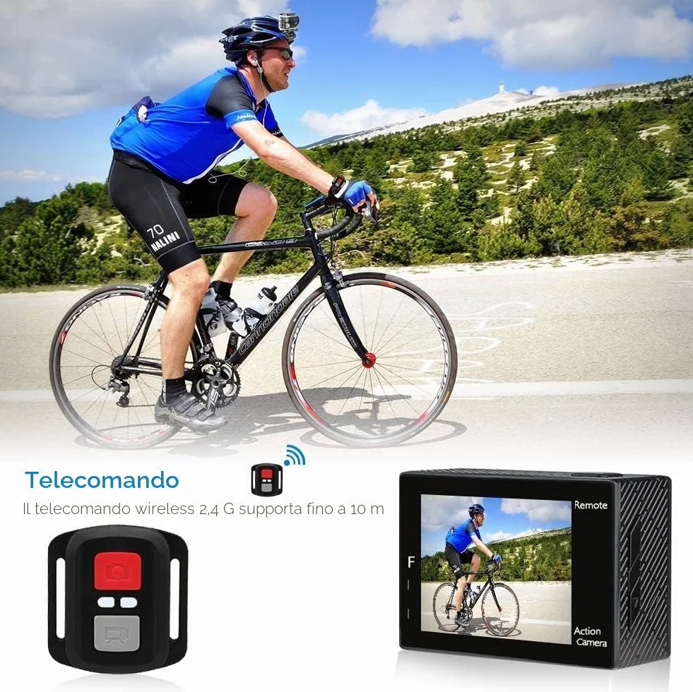 AKASO Brave 4 4K30fps 20MP Action CamFotocamera Subacquea 20MP WIFI Telecomando Ultra HD con Action Cam Stabilizzata EIS 30M Videocamera Subacquea Impermeabile con 5xZoom