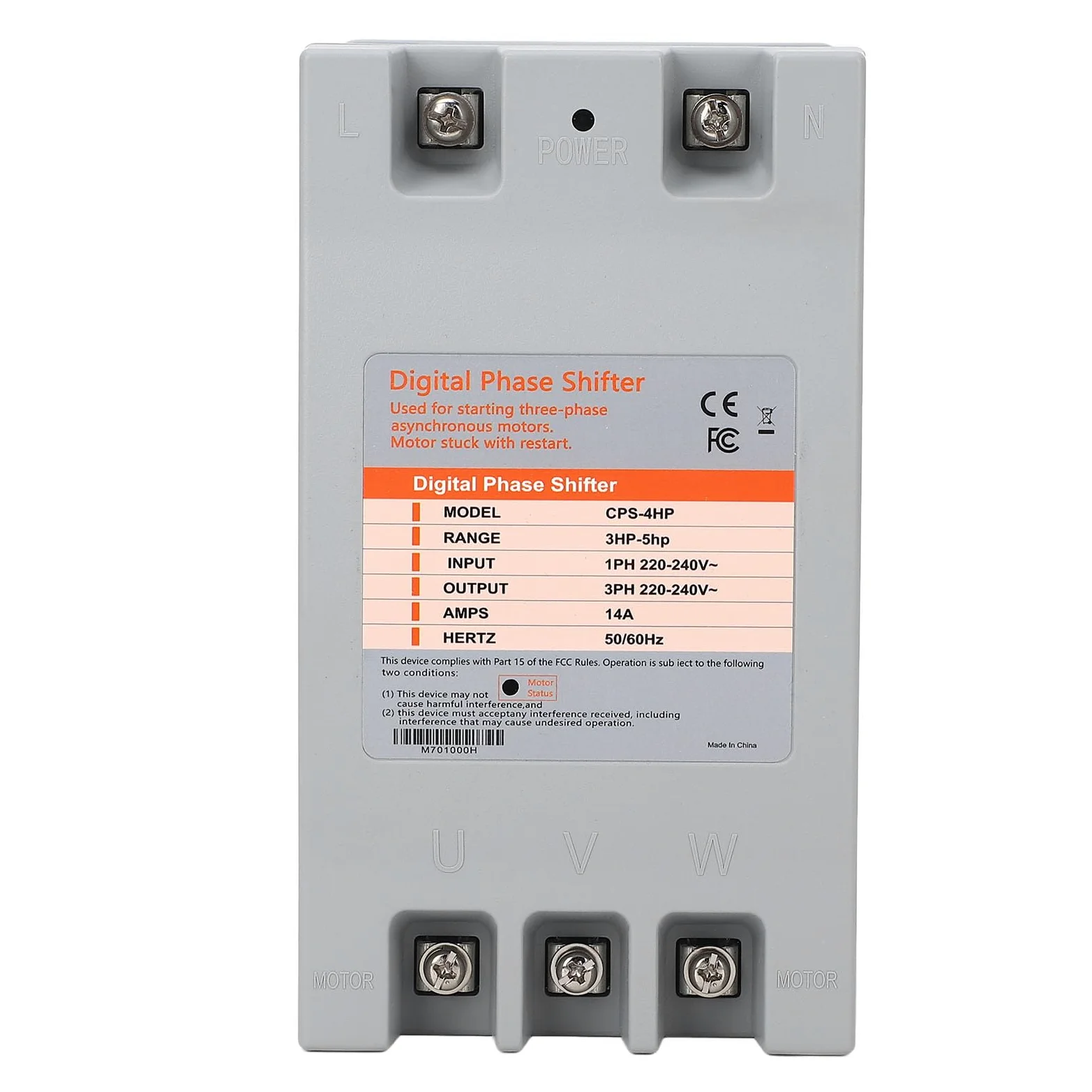 Convertitore di fase singolo a trifase, 2,5 a 3,7KW 14A 50 60Hz Sfasatore digitale ad alta efficienza, Convertitore di frequenza 3 a 5 cavalli