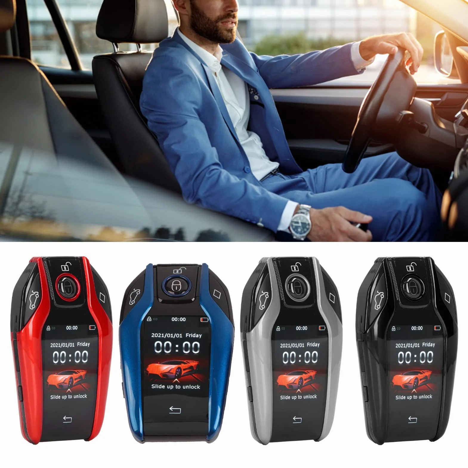 Universal TK800 LCD Touch Screen Smart Key Remote Keyless Entry Elettronica per auto Avviatori remoti per tutti i modelli di pulsante motore Start Stop(Nero)