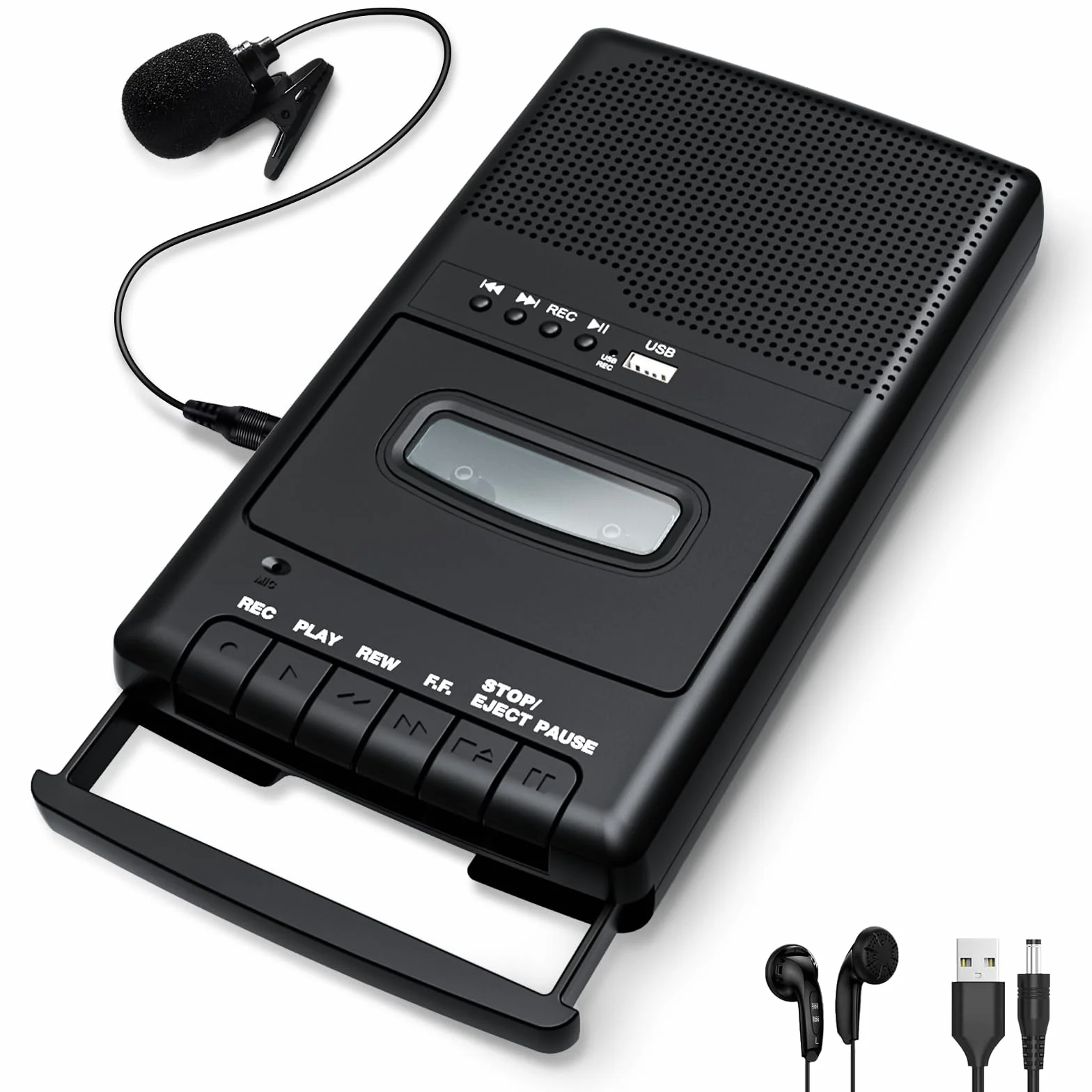 Lettore di Cassette Shoebox Portatile con Convertitore USB Digitale, Microfono e Altoparlante