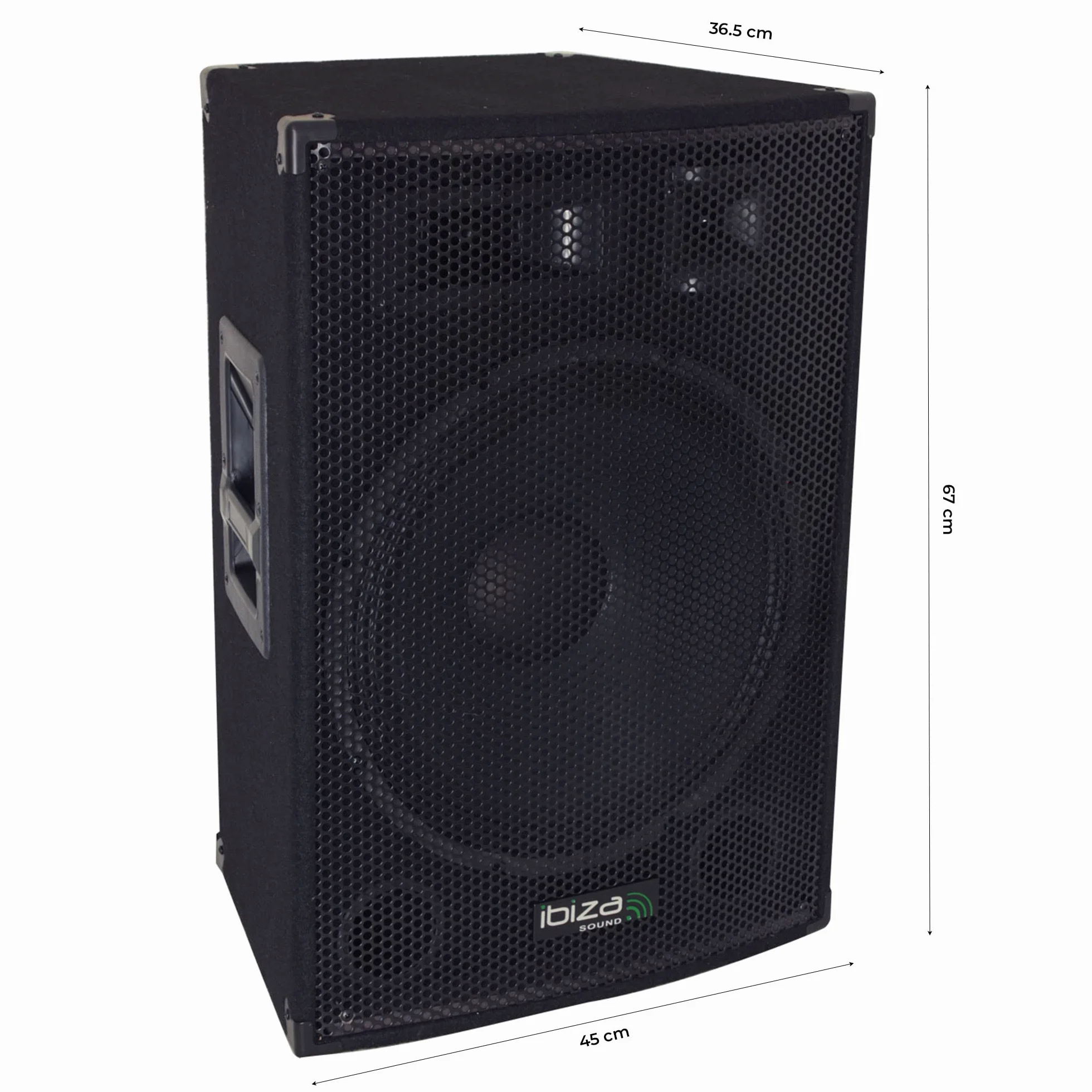 Ibiza - DISCO15B - Diffusore trapezoidale passivo a 3 vie con woofer da 15"/38cm - 700W - Nero