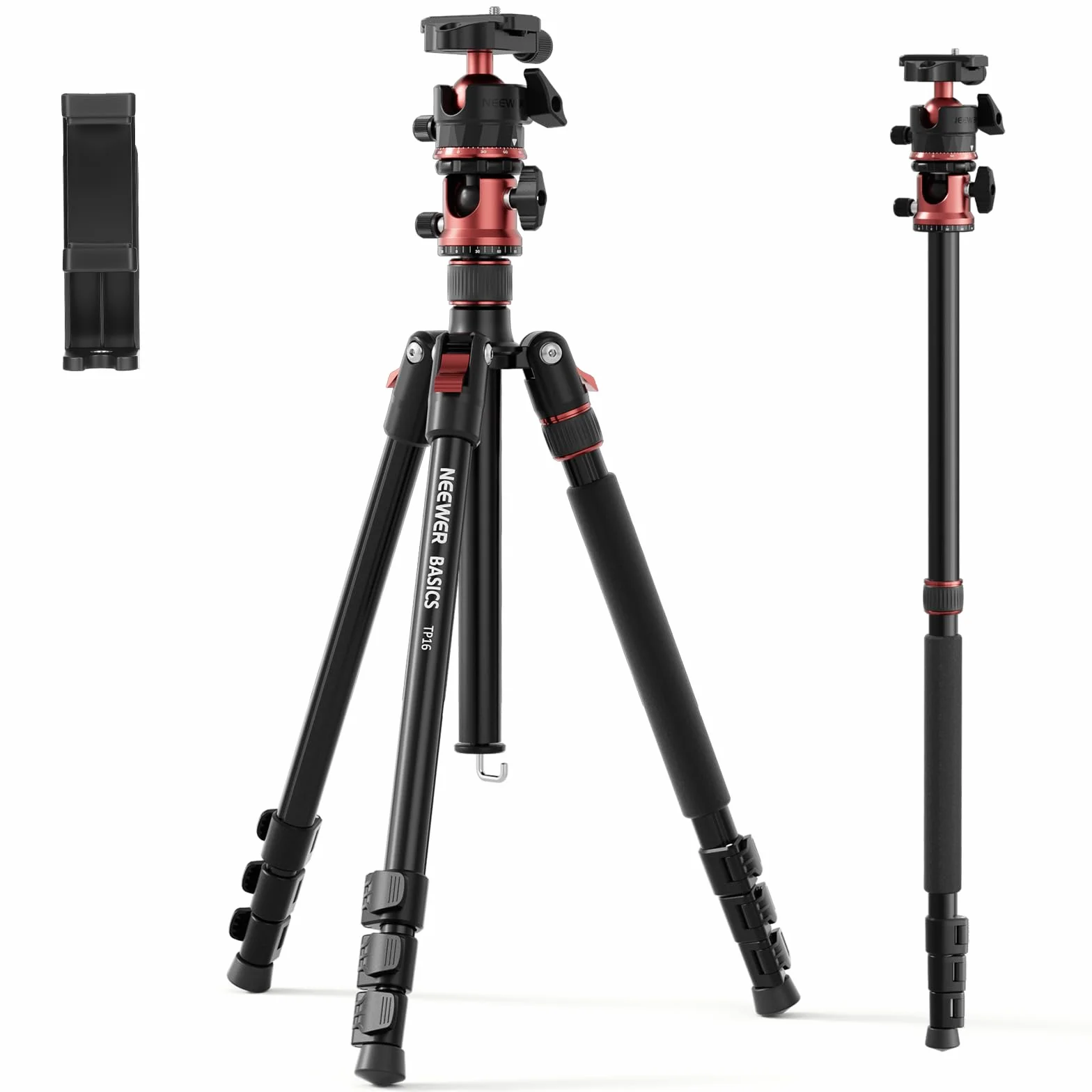 NEEWER BASICS Monopiede Treppiede Fotocamera da 1,8m con Colonna Centrale e Testa Sfera, Overhead Tripod DSLR Cellulare a Sgancio Rapido Compatibile con iPhone per Riprese Video Viaggio, Max 8kg, TP16