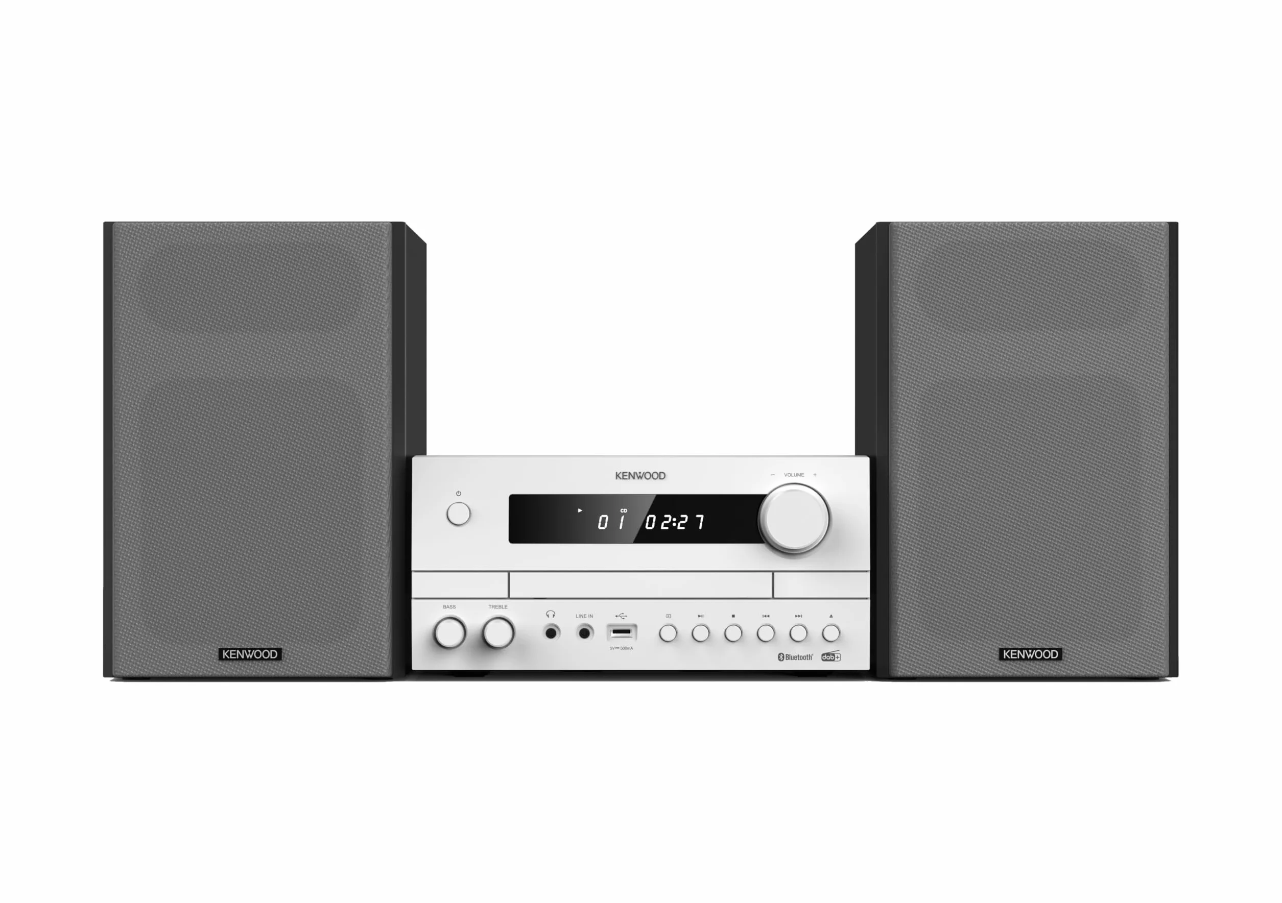 KENWOOD Sistema HiFi Stereo M-822DAB Ricevitore Radio DAB+ FM Lettore CD USB Amplificatore 50W x 2 Altoparlante Bass Reflex 2 Vie Bianco