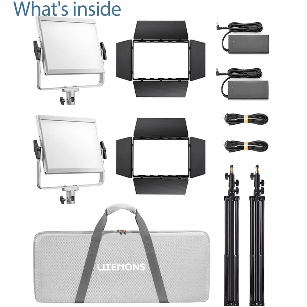 Godox Pacchetto di 2 Litemons LP600R RGB LED Light Panel Kit con Tripod/Carry Bag, App Control, 60 W Photo Studio Lighting, 1800 K - 10000 K, 14 modalità FX, rotazione a 360° (LP600R K2)