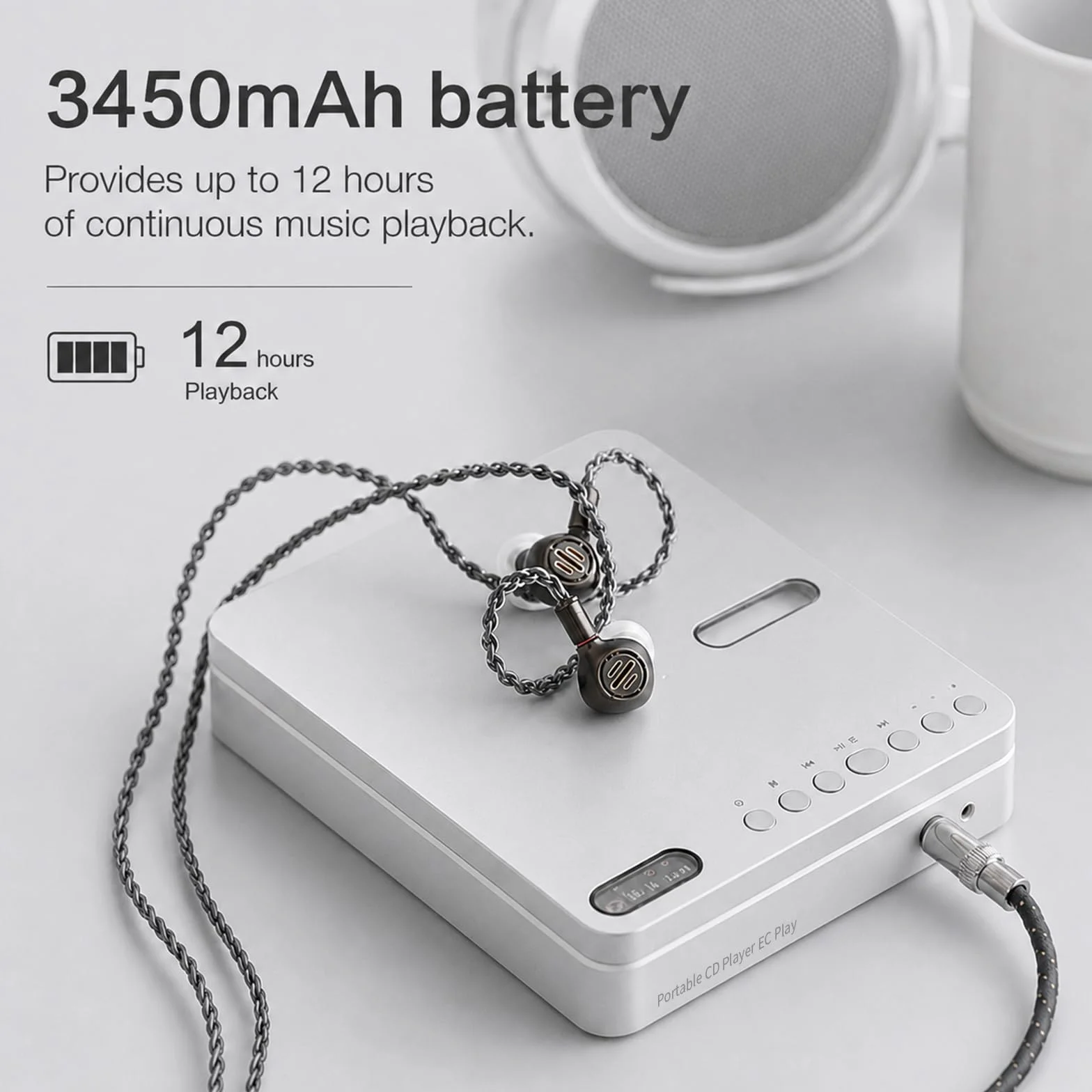 Shanling EC Play Lettore CD HiFi Portatile, DAC, AMP, CS43198 DAC+Dual SGM8262, 384kHz/32bit, DSD256, Bluetooth 6.0 a Due Vie, LDAC, Fino a 700mW@32Ω di Uscita, Uscita Cuffie da 3,5mm+4,4mm, Coassiale