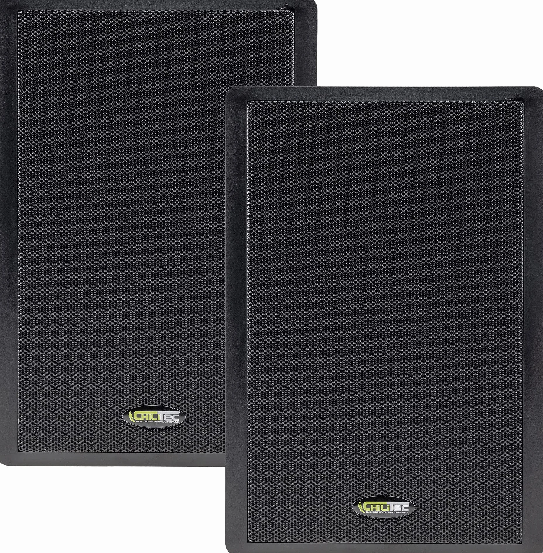 ChiliTec Altoparlanti da parete a pannello piatto a 2 vie, 40 Watt, 2 pezzi, 37 mm, per montaggio a parete, colore nero