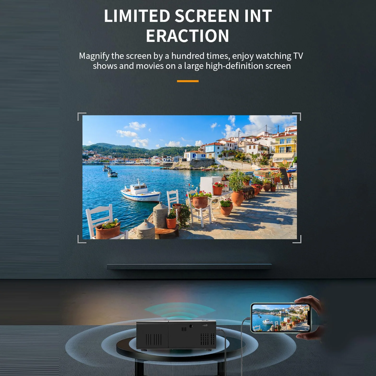 VBESTLIFE 1080p Proiettore di Film Portatili Full HD, Altoparlante Incorporato, Compatibile con Laptop per Stick Smartphone TV, per il Campeggio All'aperto di Home Theater