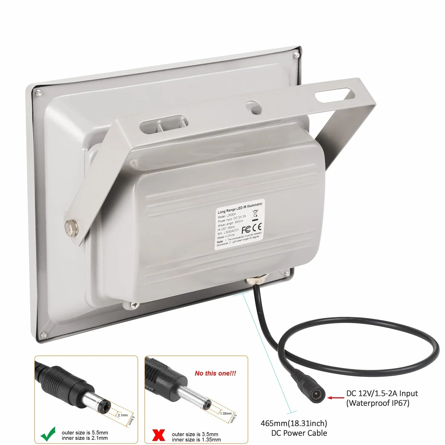 LONNKY Visione Notturna Infrarossa 100M, 30 LED 850nm, Luce Infrarossa per telecamere di sicurezza, Accensione e spegnimento automatici, Custodia in metallo per interni ed esterni