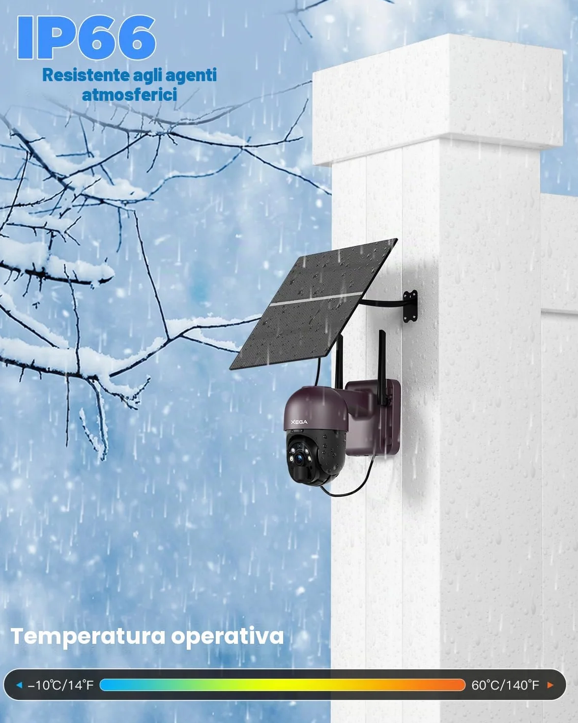 Xega Telecamera con SIM 4G da Esterno【20W Pannello Solare】 20.000mAh Batteria Registrazione Continua 24/7 2K 4G SIM Scheda Telecamere Senza Fili,Visione Notturna, Rilevamento del Movimento(Senza WiFi)