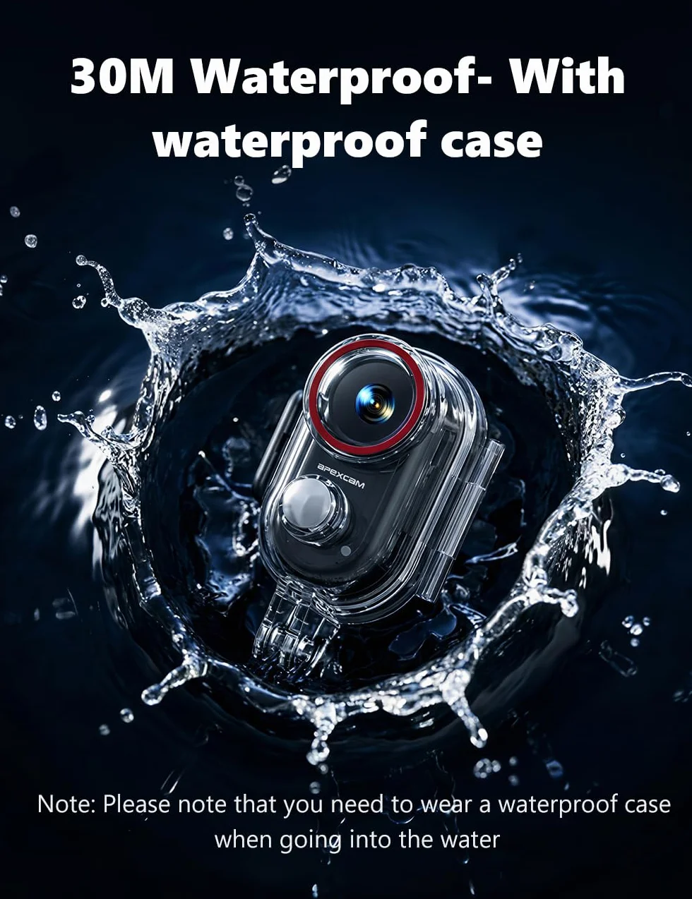 Apexcam K70 4K Mini Action Cam,POV Body Cam Con Scheda 64GB,WiFi EIS 20MP Body Cam Sportiva Portatile Vlogging Fotocamera,30M Fotocamera Subacquea,Videocamere Montate sul Corpo Con Supporto Magnetico