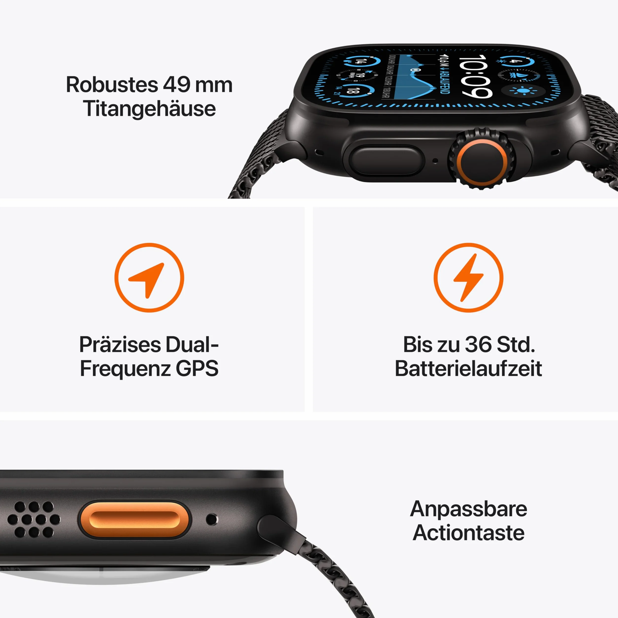 Apple Watch Ultra 2 GPS + Cellular 49mm Cassa in titanio nero Cinturino oceano nero Ricondizionato
