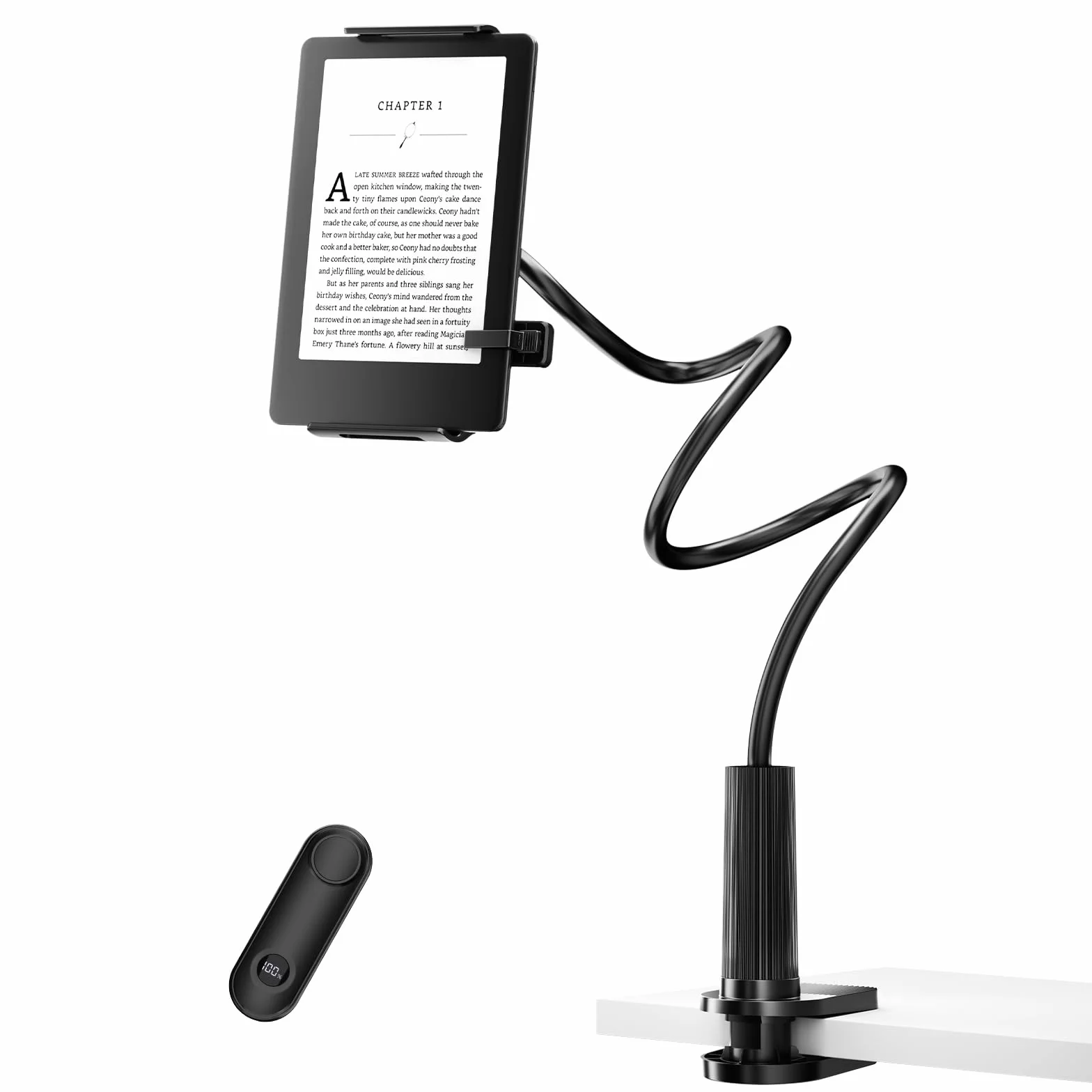 Supporto per Kindle con Telecomando per Girare Pagine, per Lettura Letto Scrivania, Nero