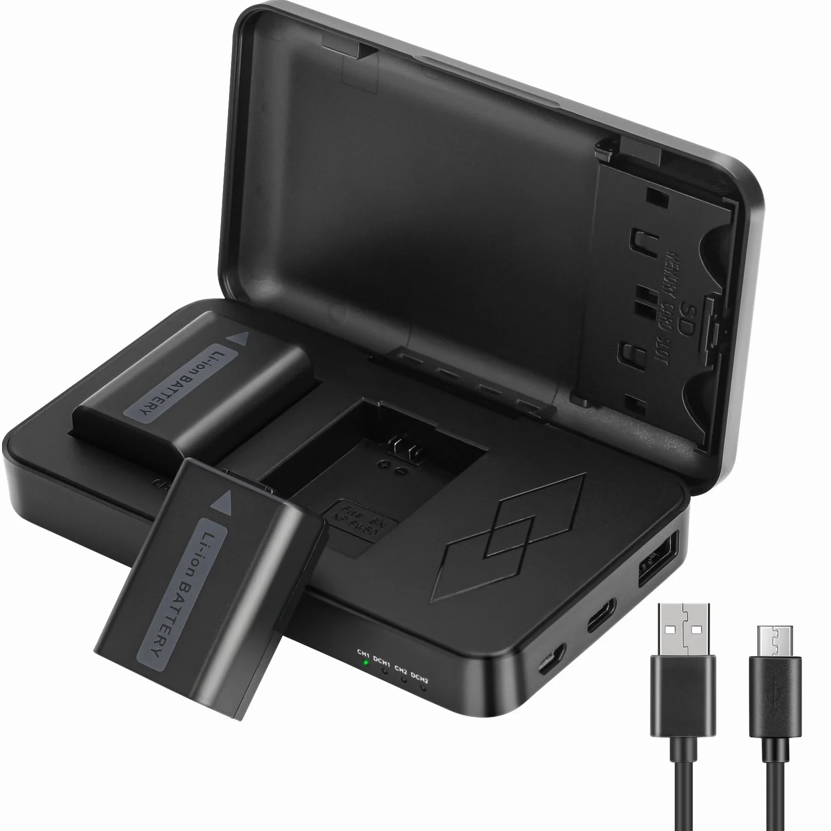 JYJZPB NP-FW50 Batteria di Ricambio e Caricabatteria per Sony ZV-E10 Alpha A6400L A6000 A6400 A6500 A6300 A6100 A7 A7II A7RII A7SII A7S A7S2 A7R A7R2 A5100