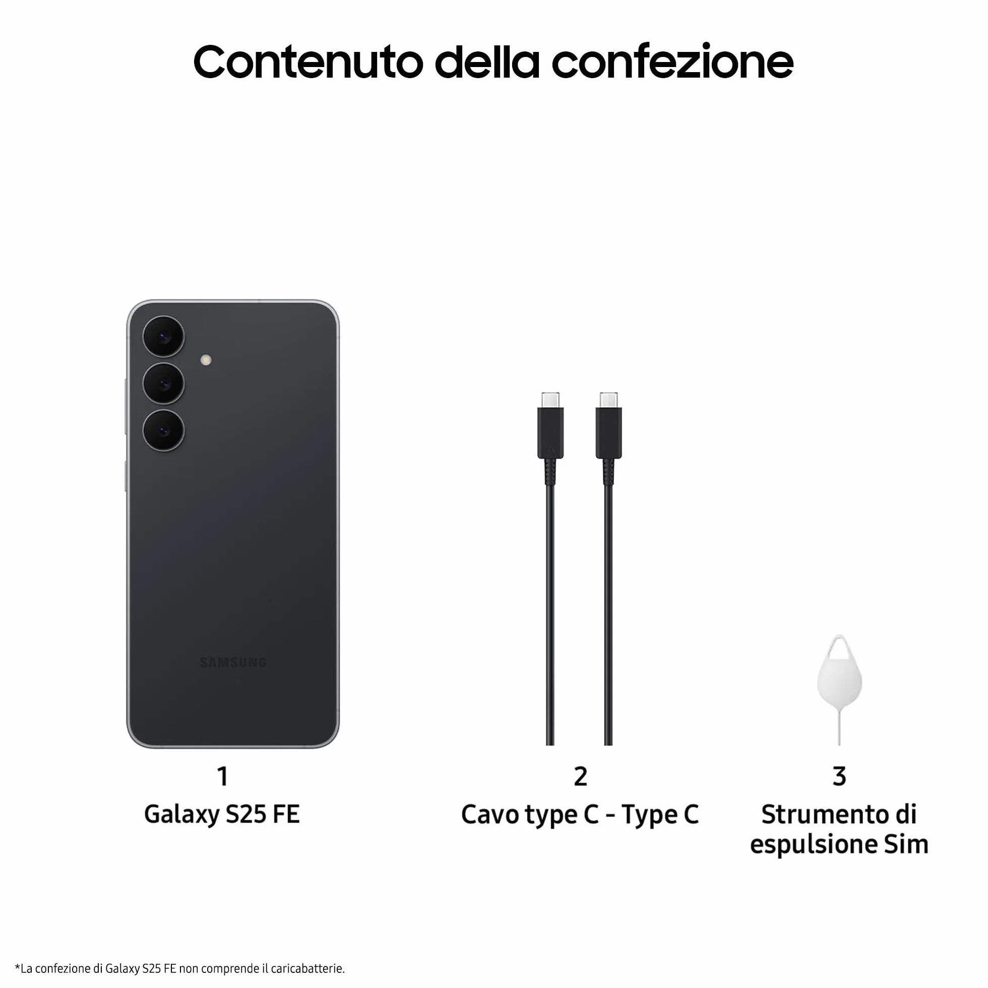 Samsung Galaxy S25 FE Smartphone AI, 3 anni di Garanzia del produttore, Display Dynamic AMOLED 2X 6.7'', Fotocamera 50MP, IP68, 8GB RAM, 256GB, Batteria a lunga durata, Jetblack [Versione Italiana]