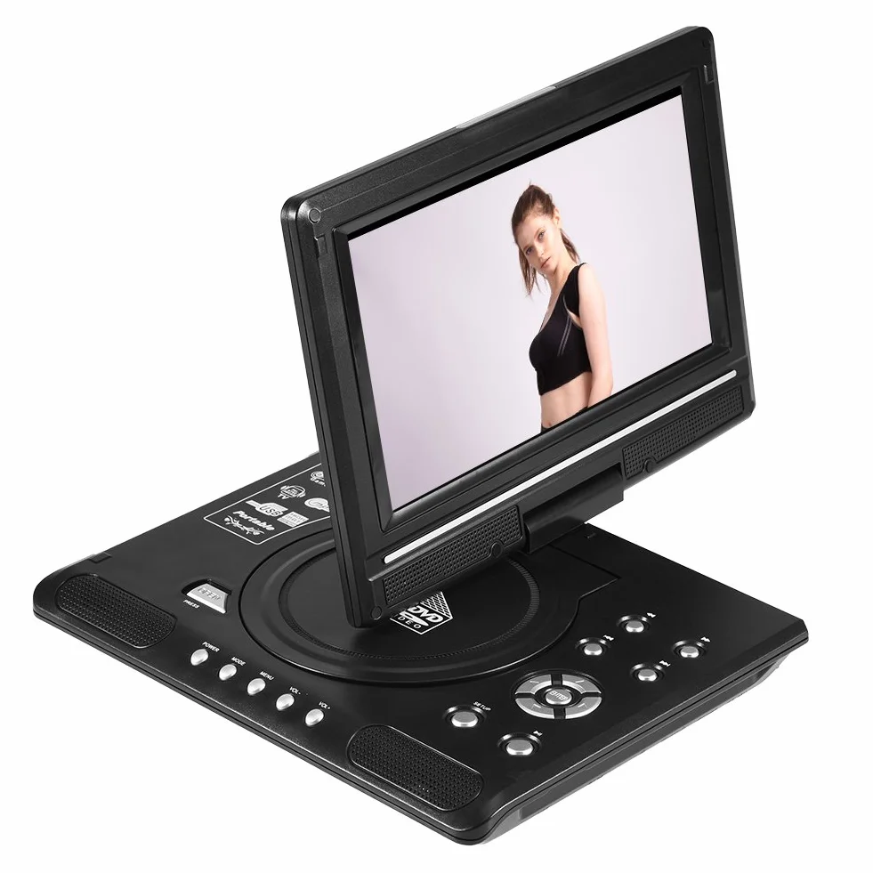 Socobeta Lettore Video Dvd Girevole LCD Portatile da 9 Pollici Widescreen Radio Gioco SD USB AV CD VCD(Spina UE)