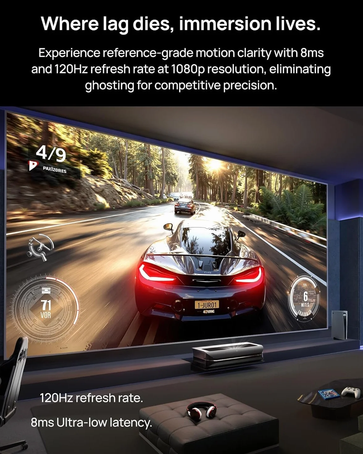 AWOL VISION LTV-3000 Pro Bundle con tela bianca opaca da 100" e occhiali 3D (confezione da 2), 4K UHD HDR10+ Dolby Vision & Atmos Ultra-Short-Throw Proiettore laser triplo (LTV-2500 + MW-120+DG-002)