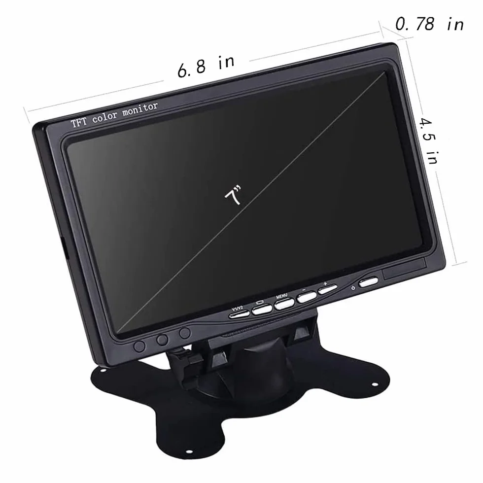Padarsey Monitor TFT LCD da 7 pollici per specchietto retrovisore auto Quad Split, telecomando, 4 canali ingressi video RCA (connettore antiurto a 4 pin), schermo 12 V-24 V 800 × 480 HD, con parasole
