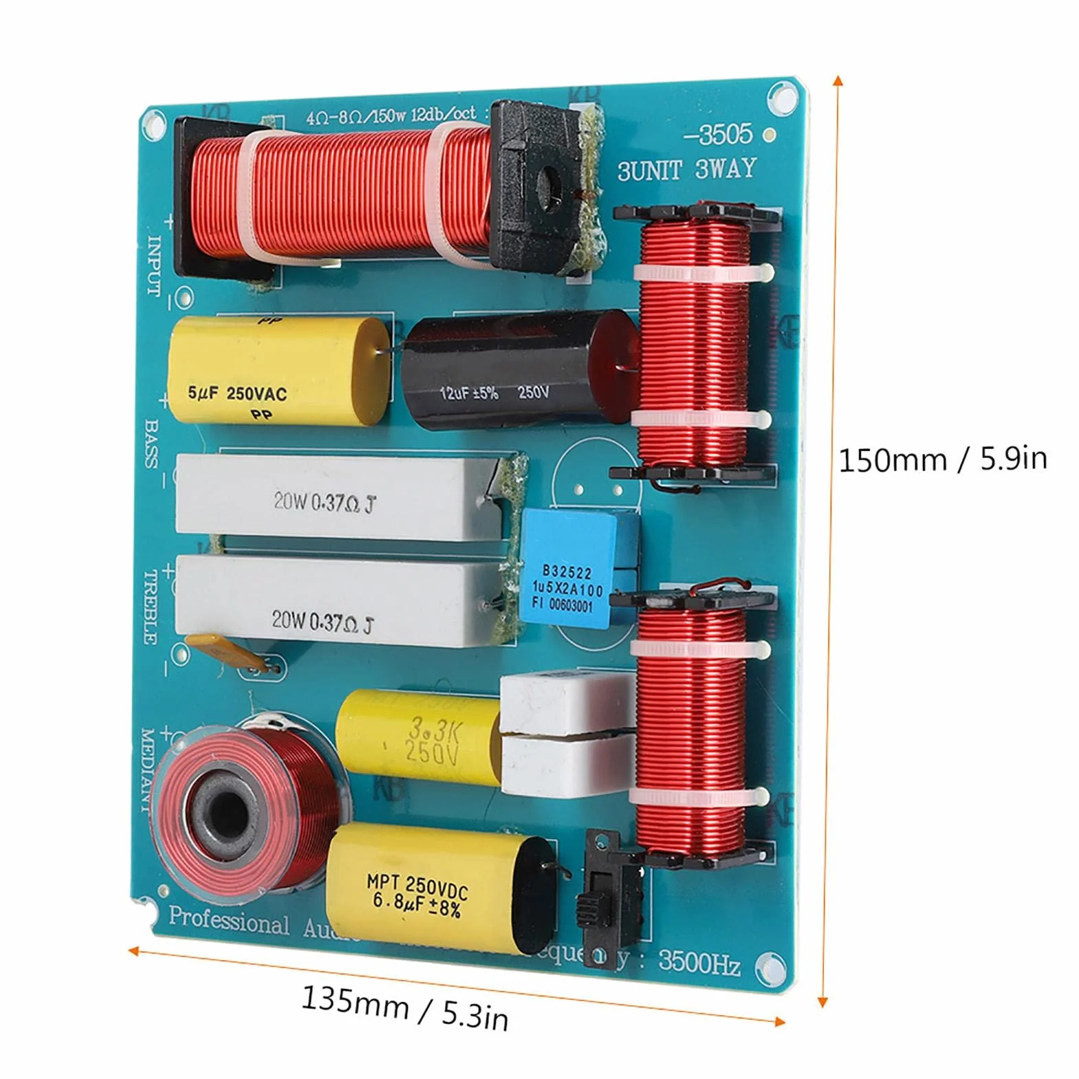 Altoparlante Divisore di frequenza, Filtro Crossover Distributore di Frequenza, Divisore di frequenza audio con filtro crossover per altoparlante a 3 vie 300W per altoparlante da palco KTV fai-da-te
