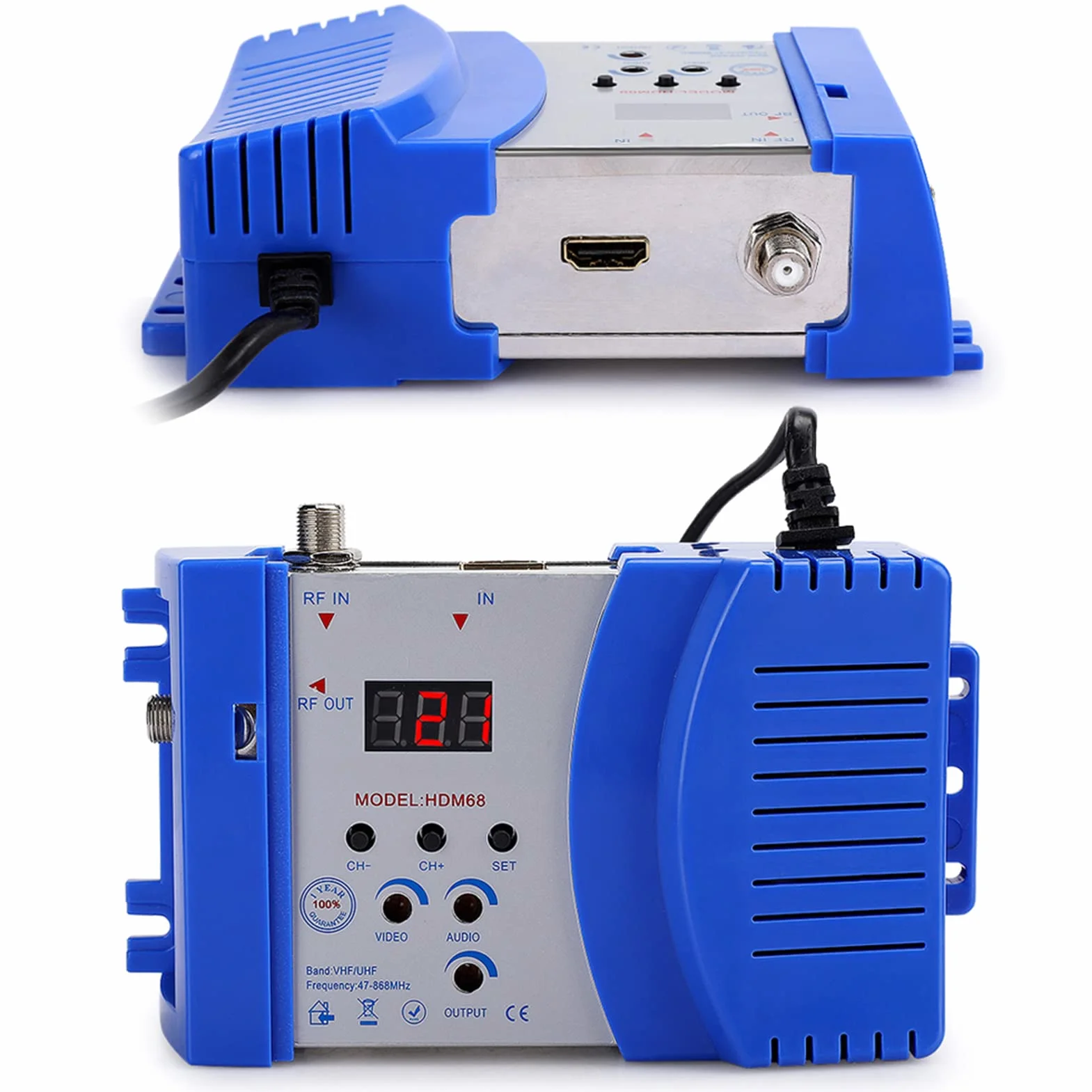 Jectse Modulatore HD HDMI Digitale HDM68 VHF/UHF con Livello di Uscita Regolabile