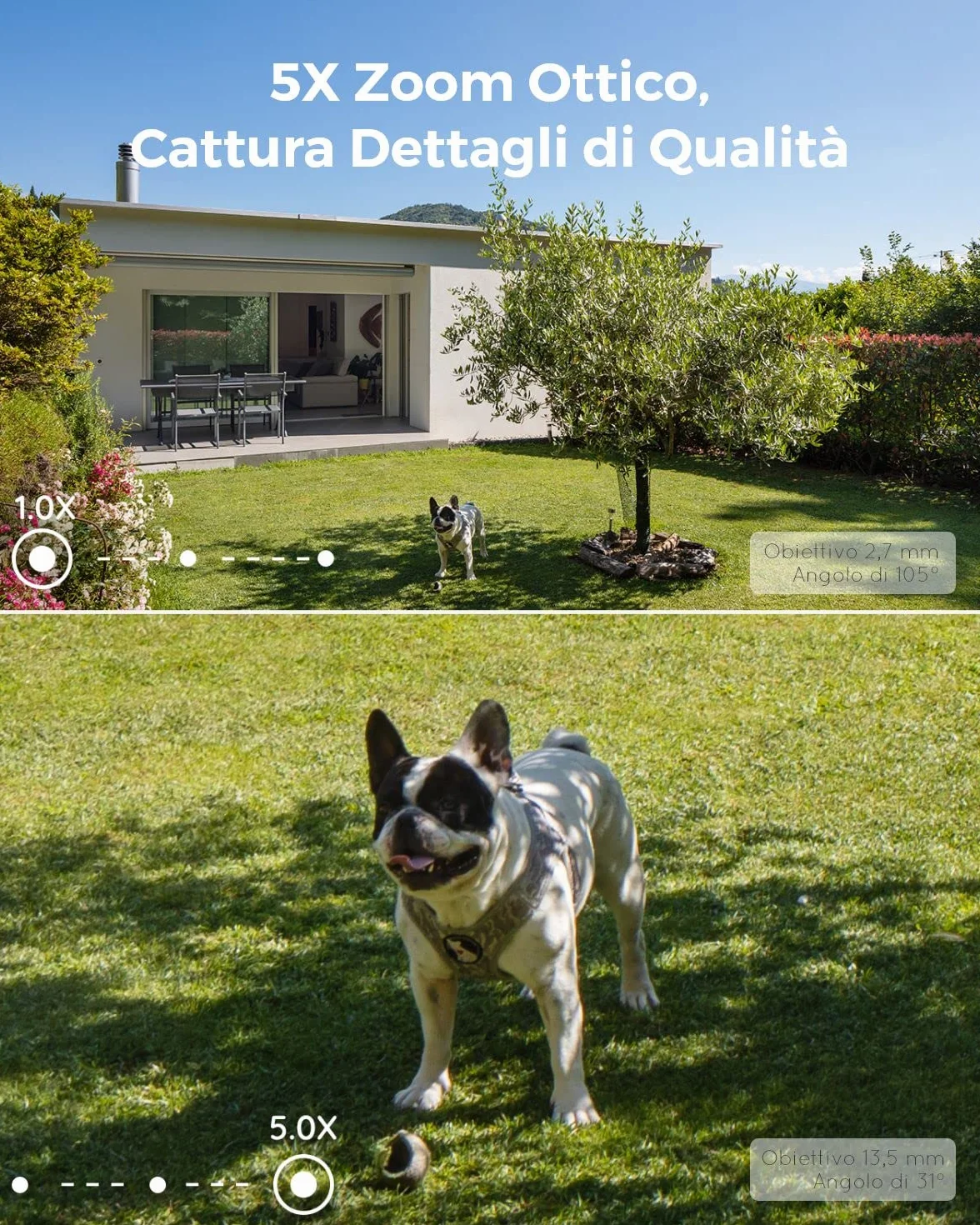 Reolink PoE 4K Telecamera Esterno, 5X Zoom Ottico, Rilevamento di Uomo/Veicolo/Animale, Faretti per Visione Notturna a Colori, Audio Bidirezionale, Time-Lapse, Slot per Scheda microSD, RLC-811A