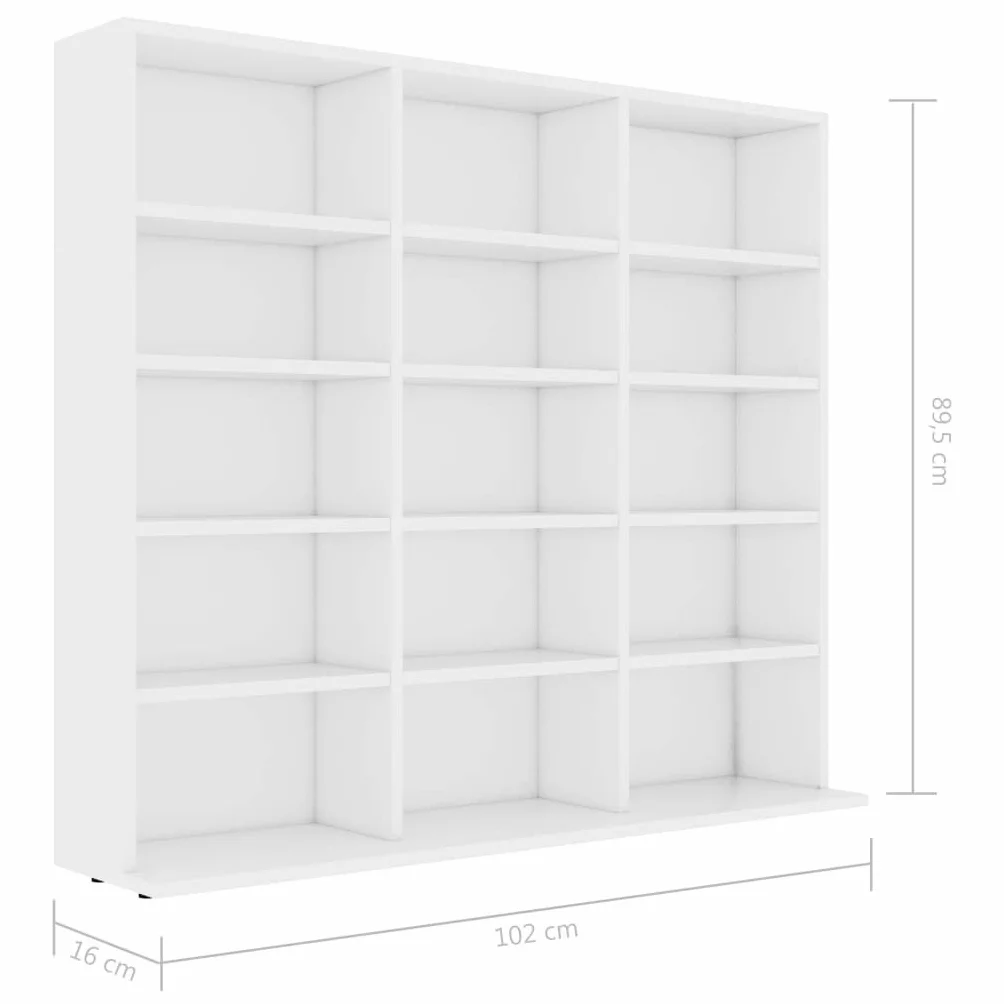 Gecheer Armadietto Porta CD Bianco 102x23x89,5 cm in Legno Multistrato, Mobiletto, Libreria Cubi, Scaffale per DVD e Archiviazione, Divisorio a Colonna