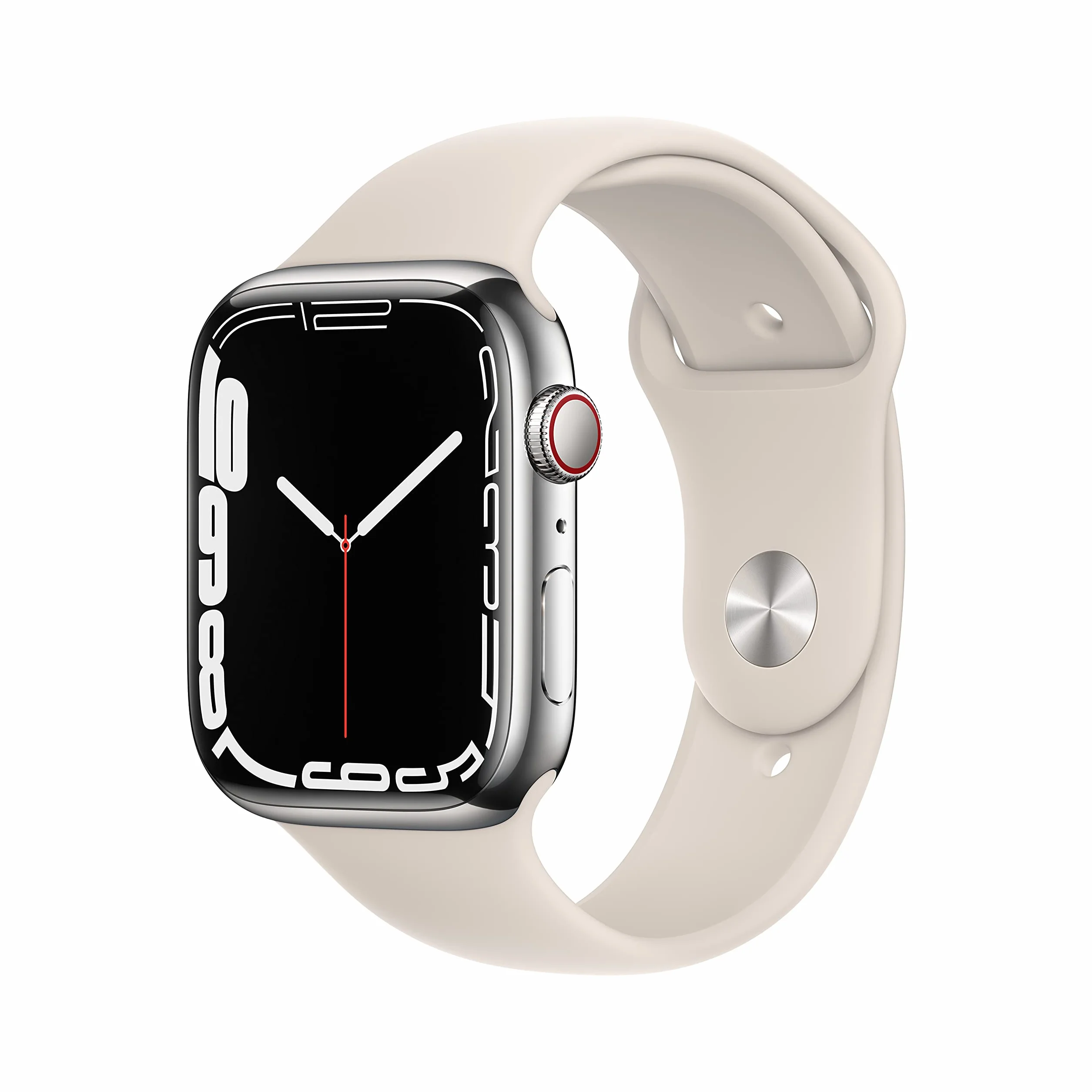 Apple Watch Series 7 (GPS + Cellulare, 45MM) Cassa Acciaio Inossidabile Argento con Cinturino Sport Galassia (Ricondizionato)