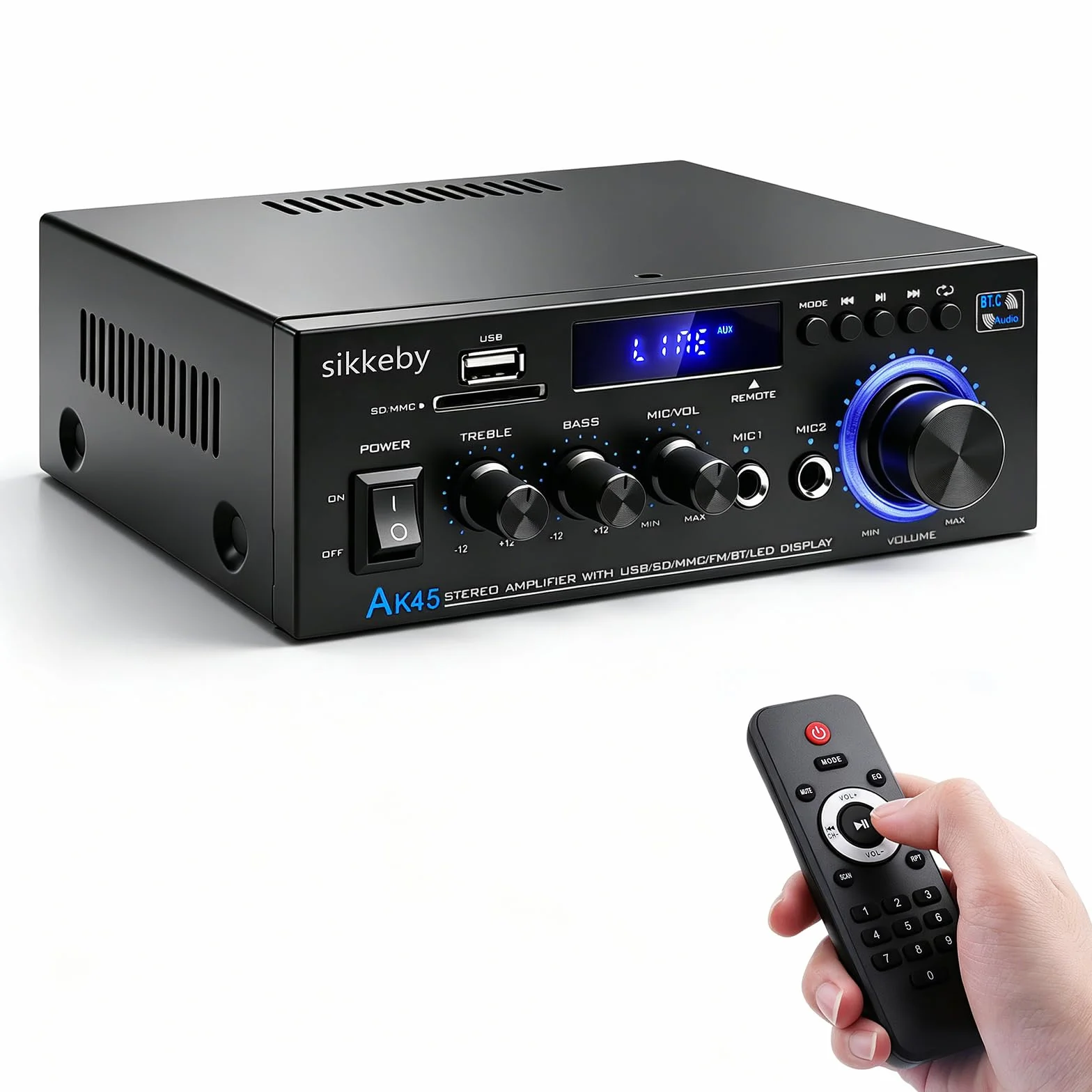 AK45 Hi-Fi Audio Amplificatore 600W 2.0CH Bluetooth 5.0 Stereo Ricevitore per Home Theater