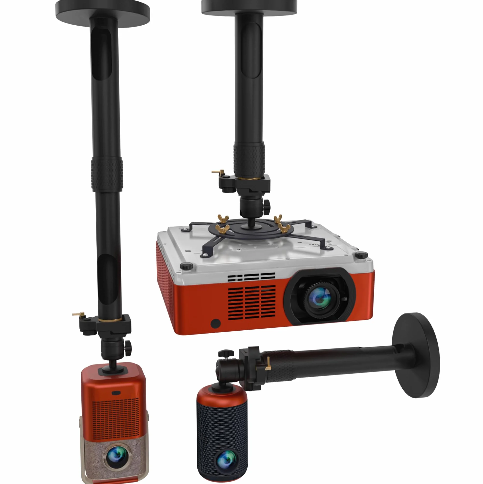 Supporto universale per proiettore PropVue - Supporto regolabile a soffitto o a parete per mini proiettori da ufficio e per la casa - Facile installazione, girevole a 360°, lunghezza da 35 a 53 cm